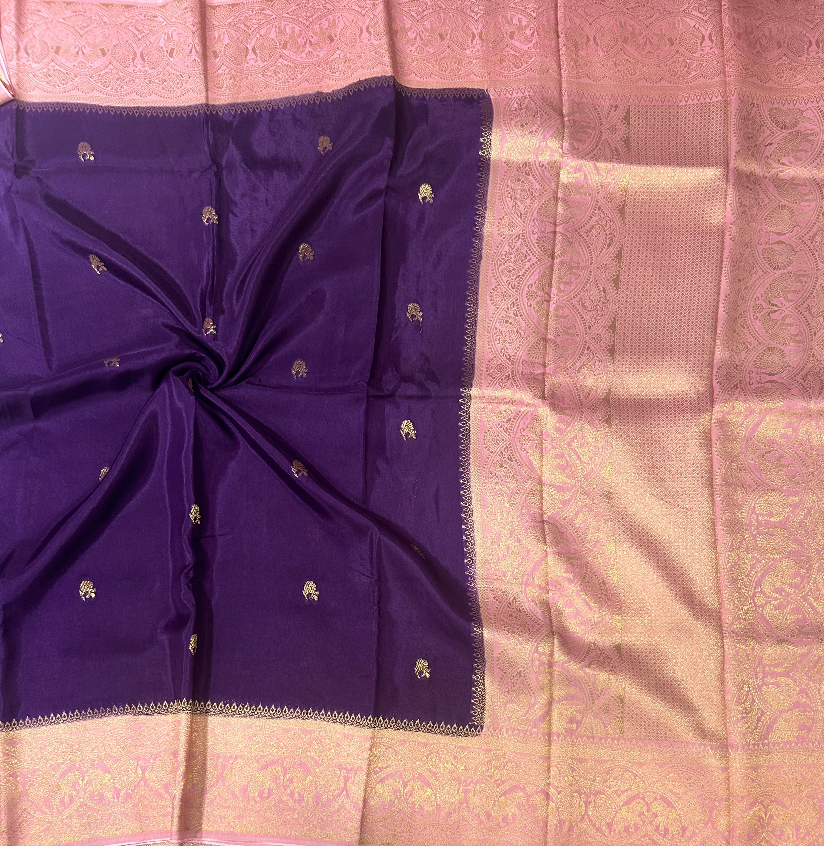 Purple contrast border semi Mysore 105 saree