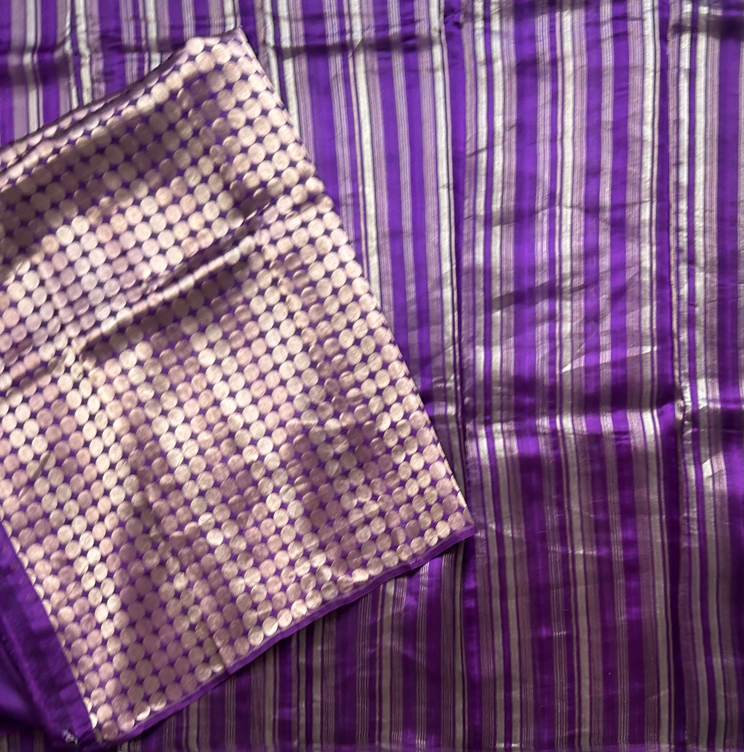 Purple stripes pure organza tissue 103 saree