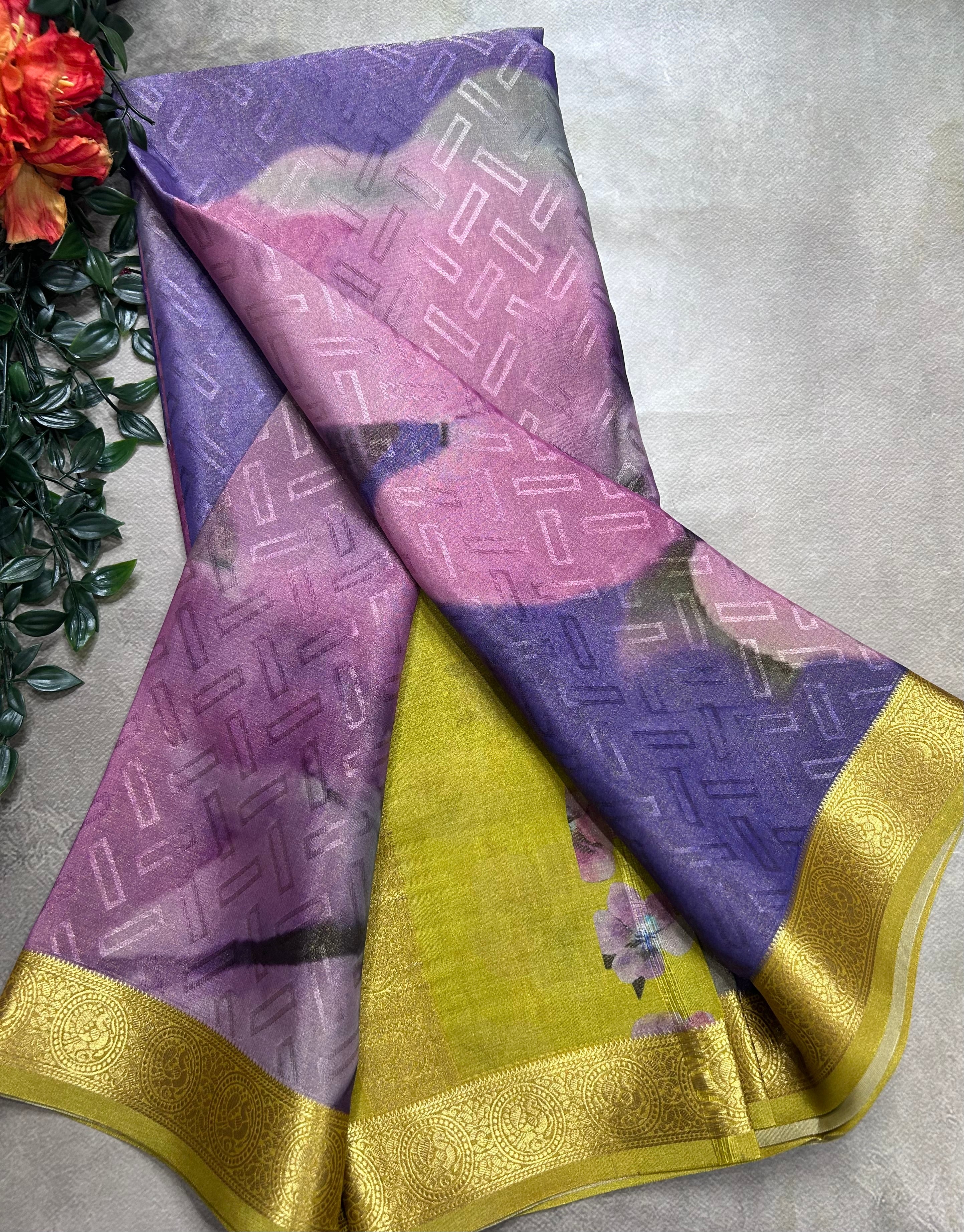 Multicolour digital print pure mysore silk saree(DMS106)