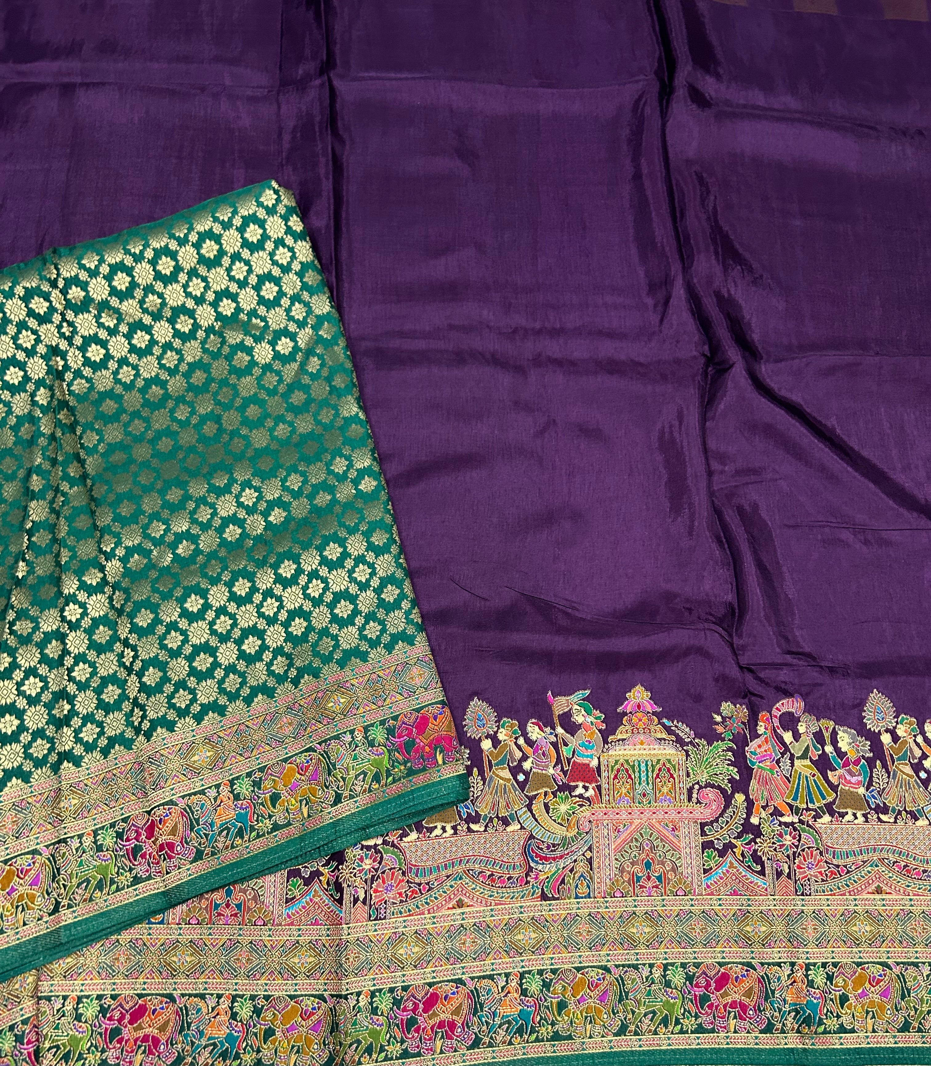 Wine  pashmina satin silk crepe 106 saree