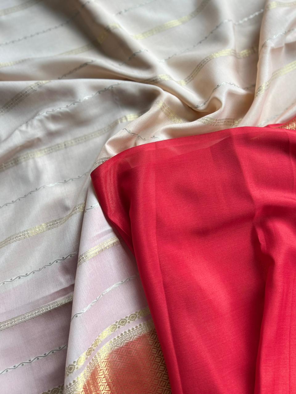 Rankart-106 borderless pure mysore crepe silk saree