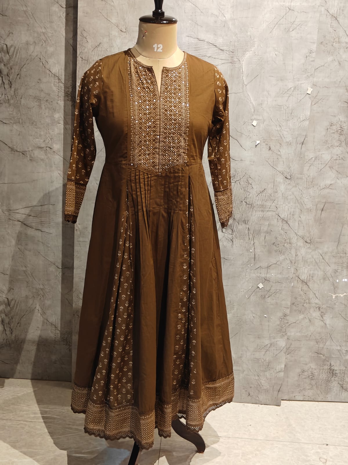 Brown Cotton Anarkali Kurtha  151