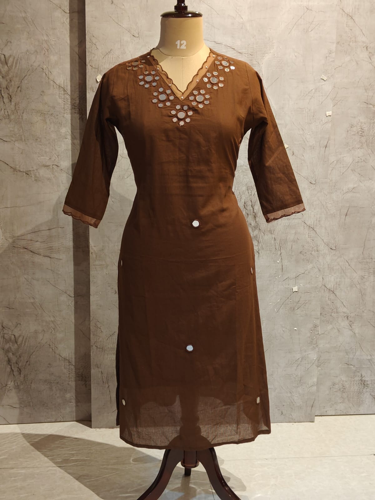 Brown Mul Cotton Staight fir Kurtha  151