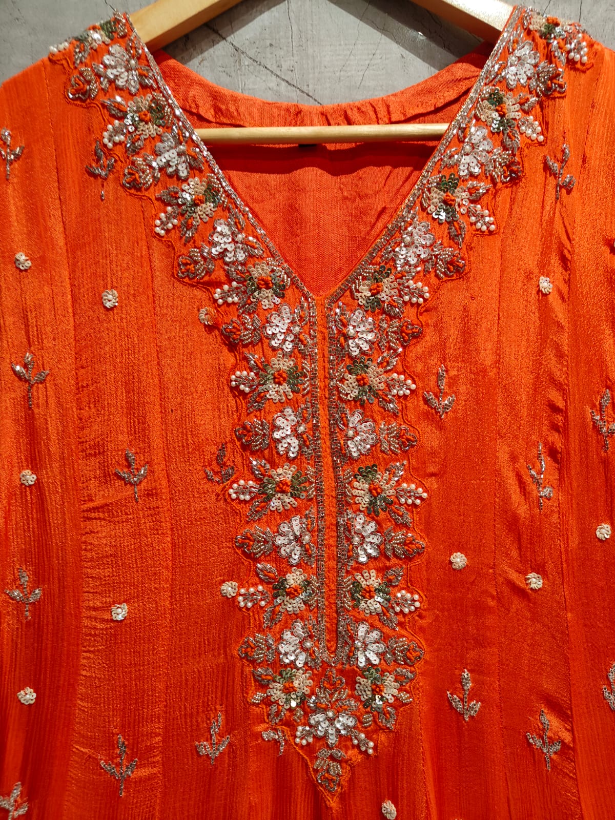 Anarkali Chinnon Hand Embroidery Kurtha 567
