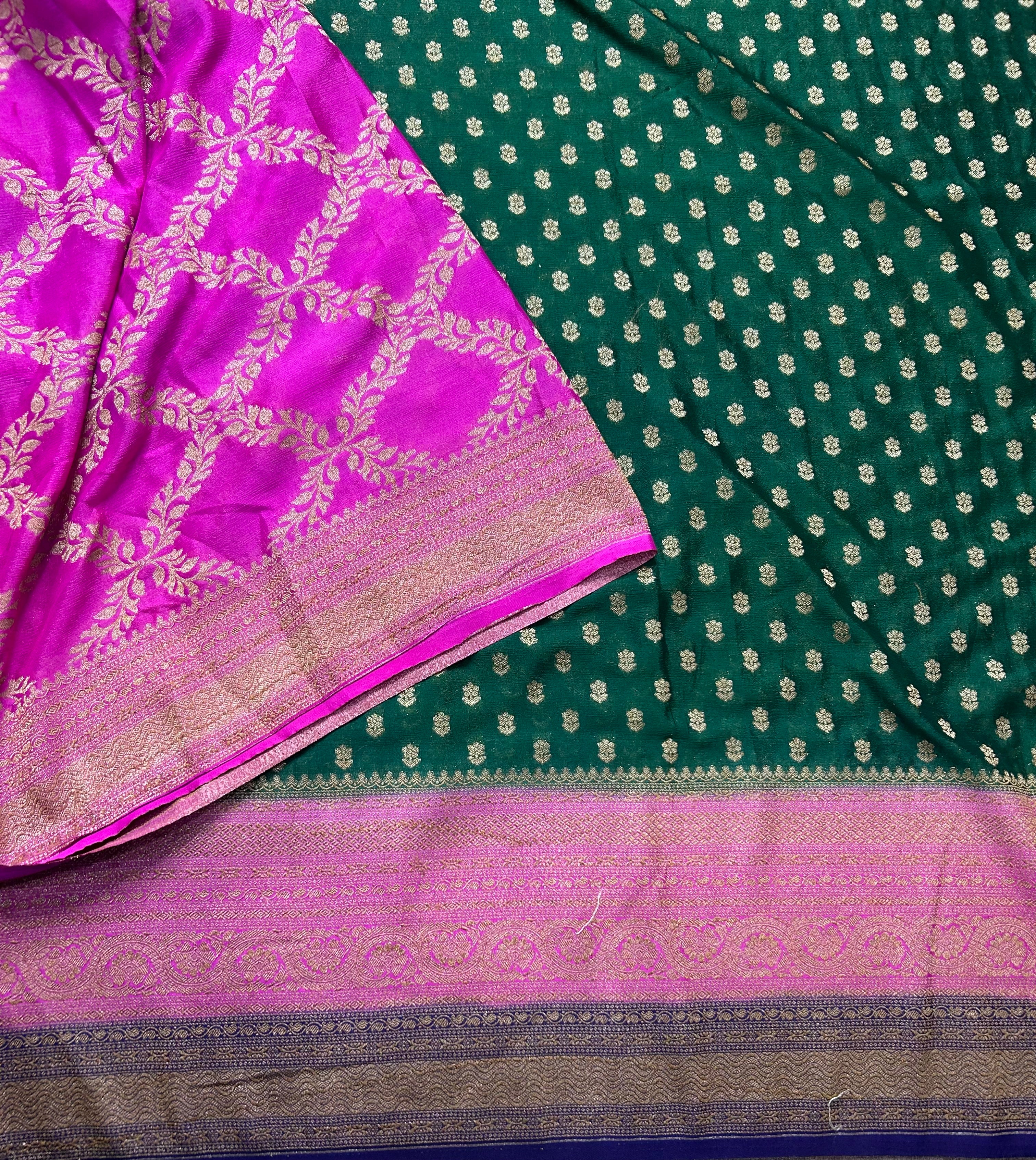 Bottle green 3d semi georgette 105 saree