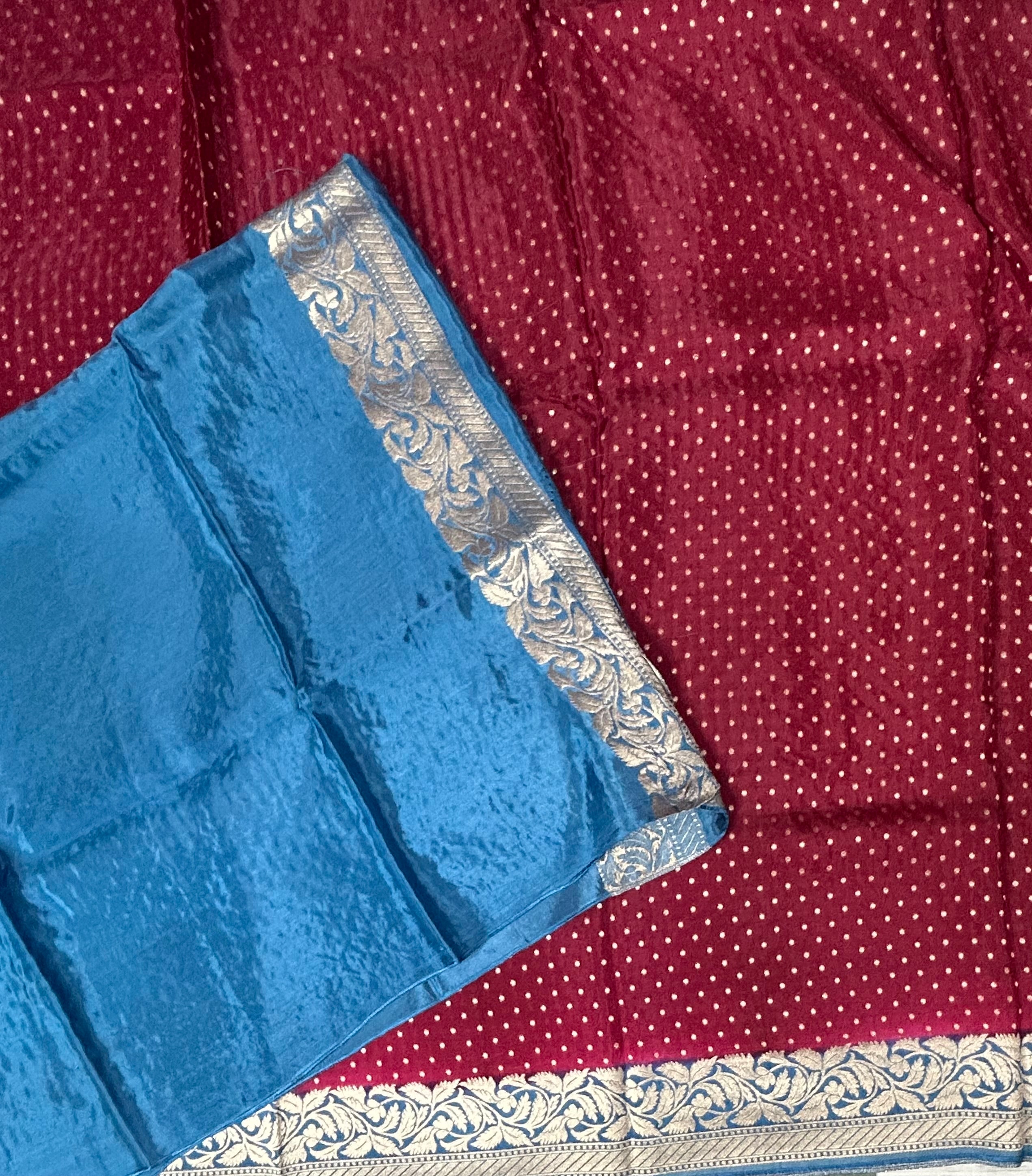 Maroon small Butta satin crepe-12 saree