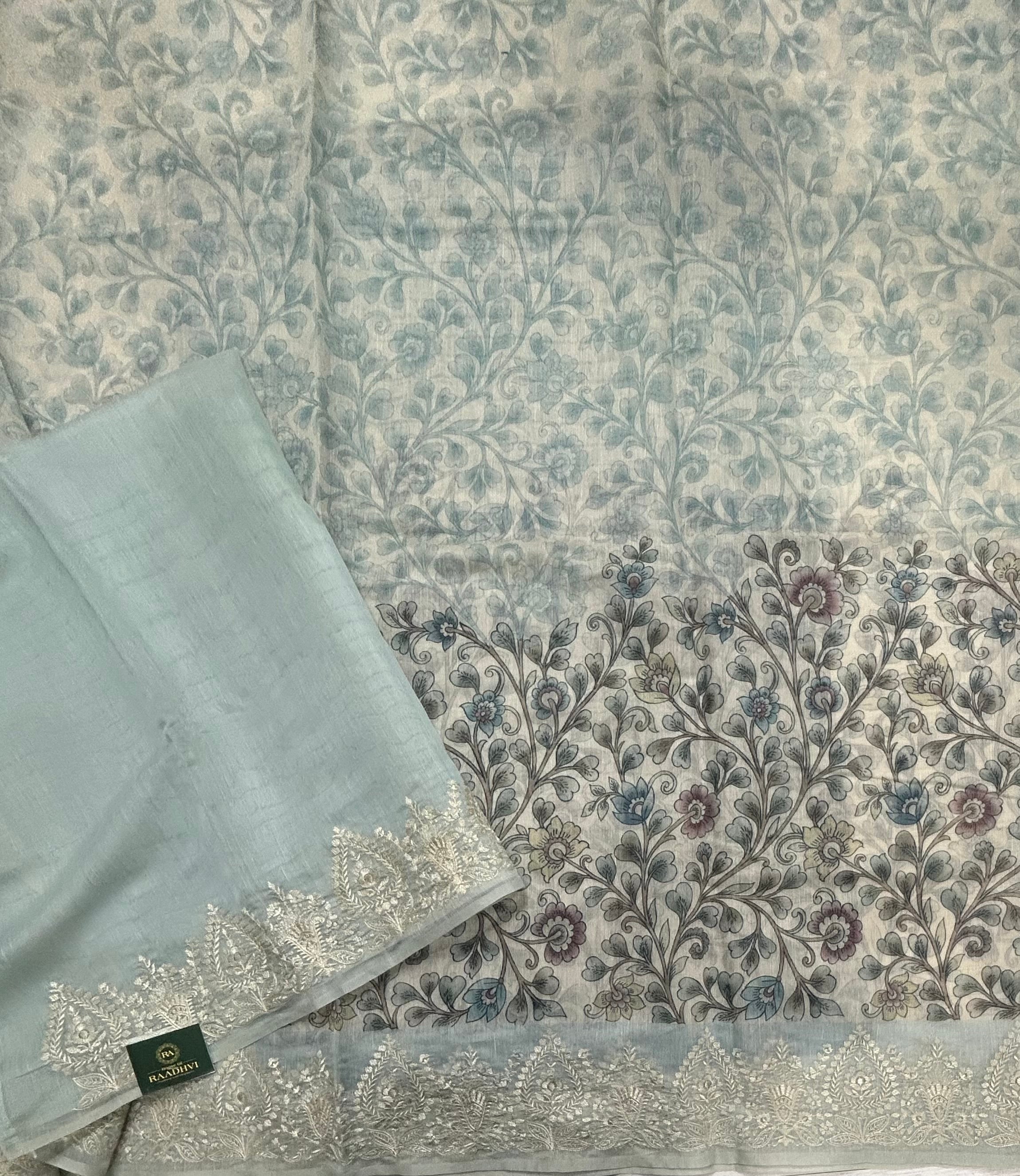 Cream digital print Kota checks 104 saree