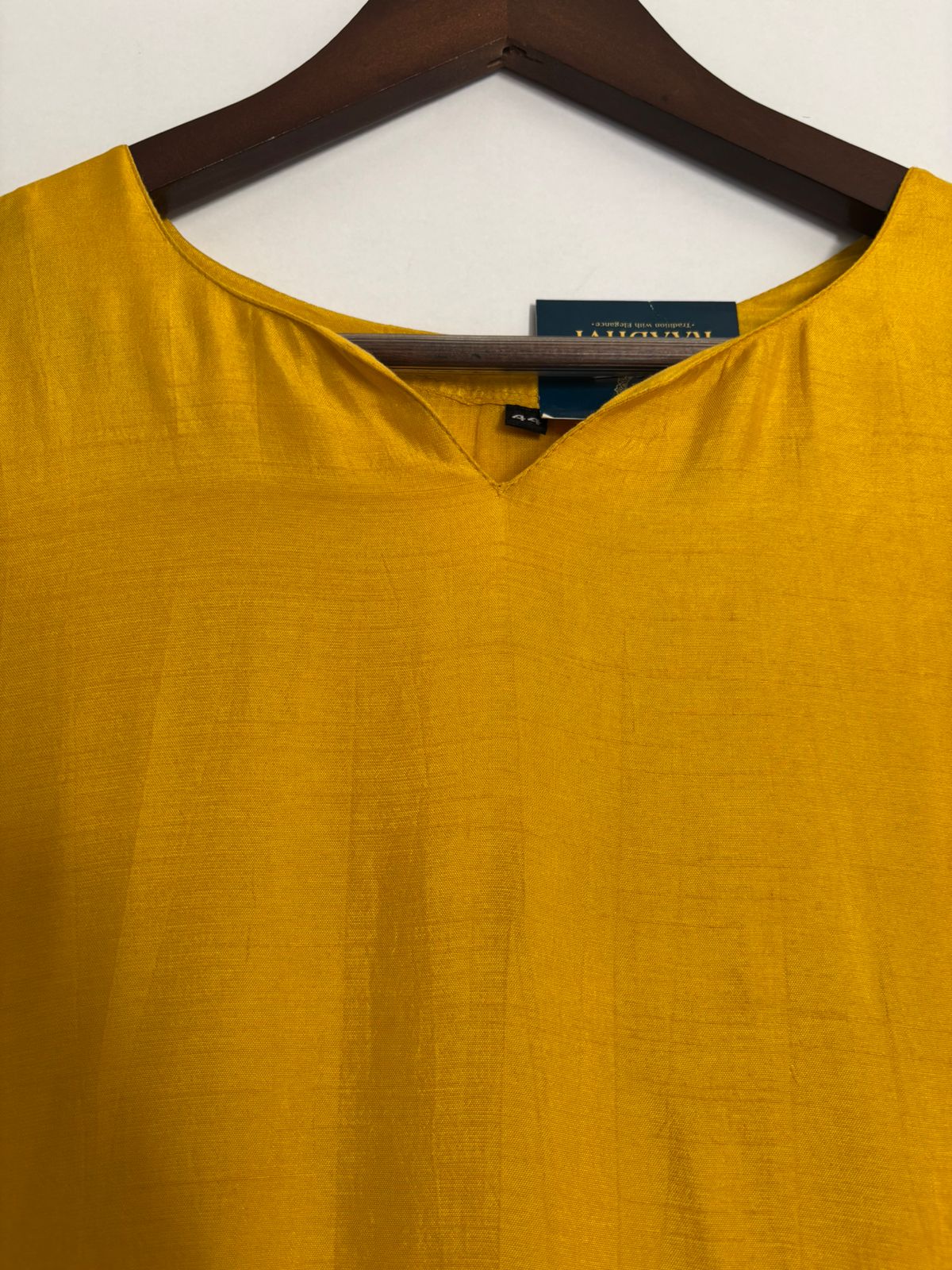 Yellow Dola Silk Thread Embroidery Airline Kurtha 483