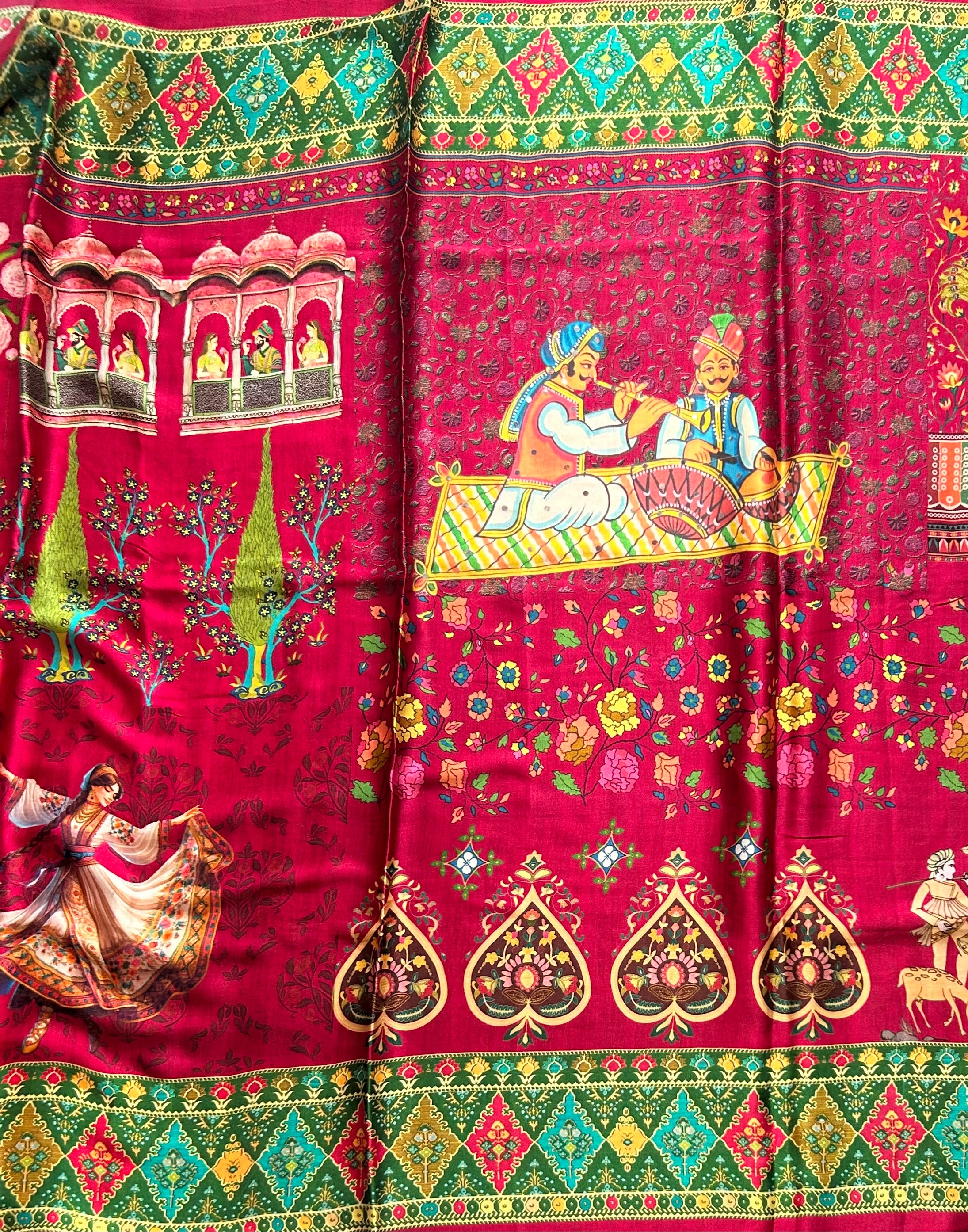 Multicolour digital printed modal crepe 103 saree