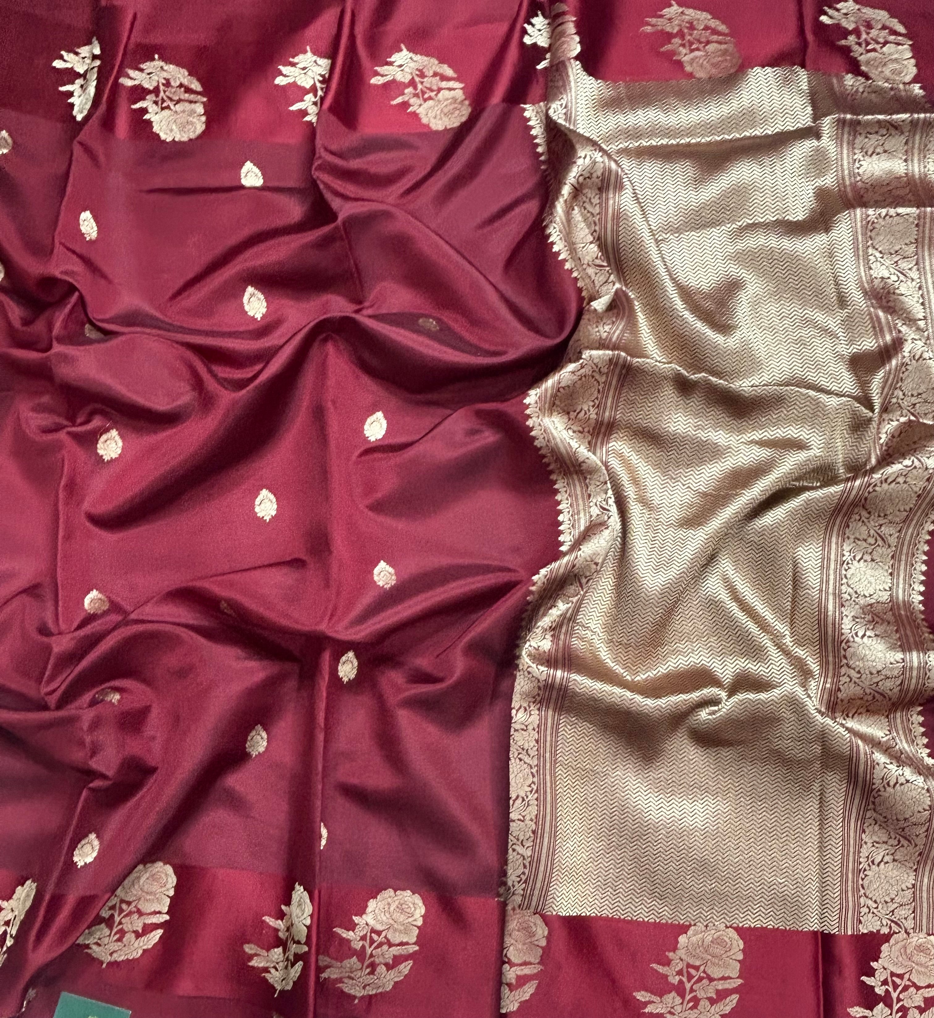 Maroon benarasi lightweight silk 105 saree