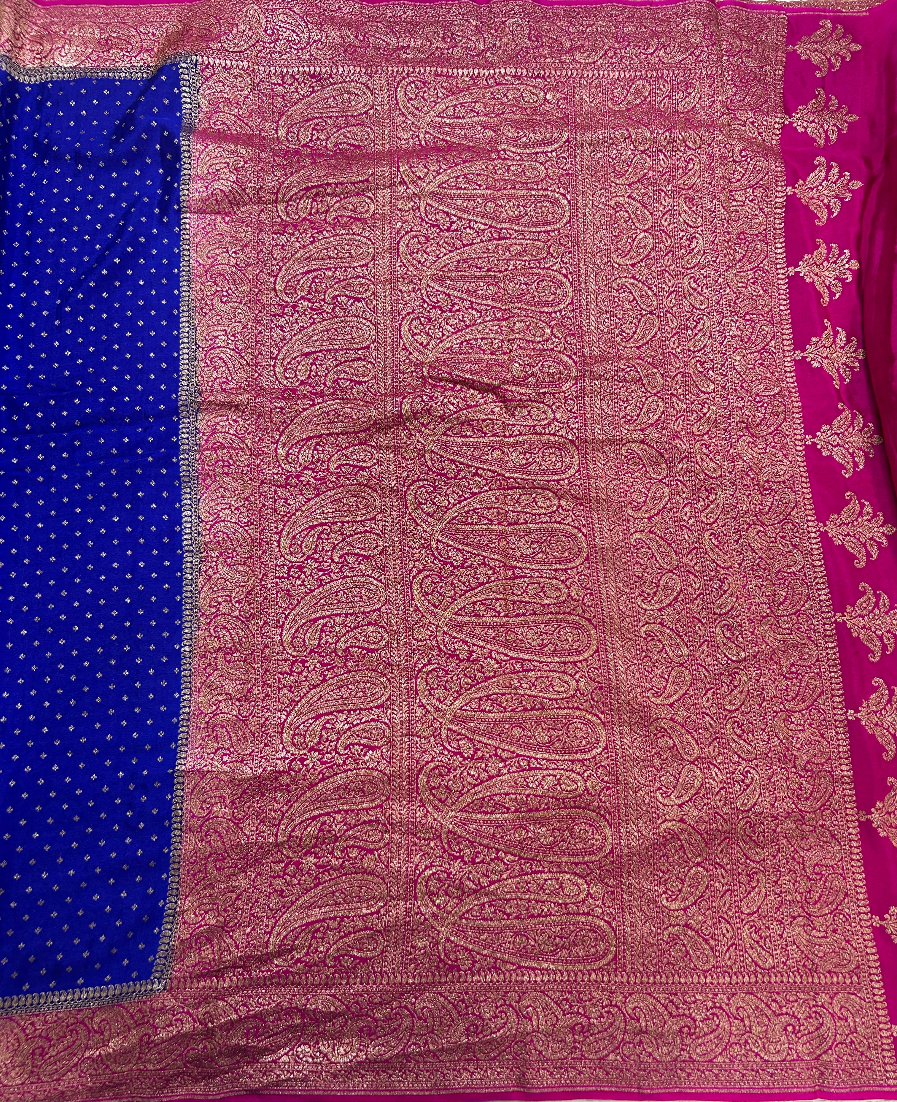 Royal blue small Butta pure Benarasi crepe 106 saree
