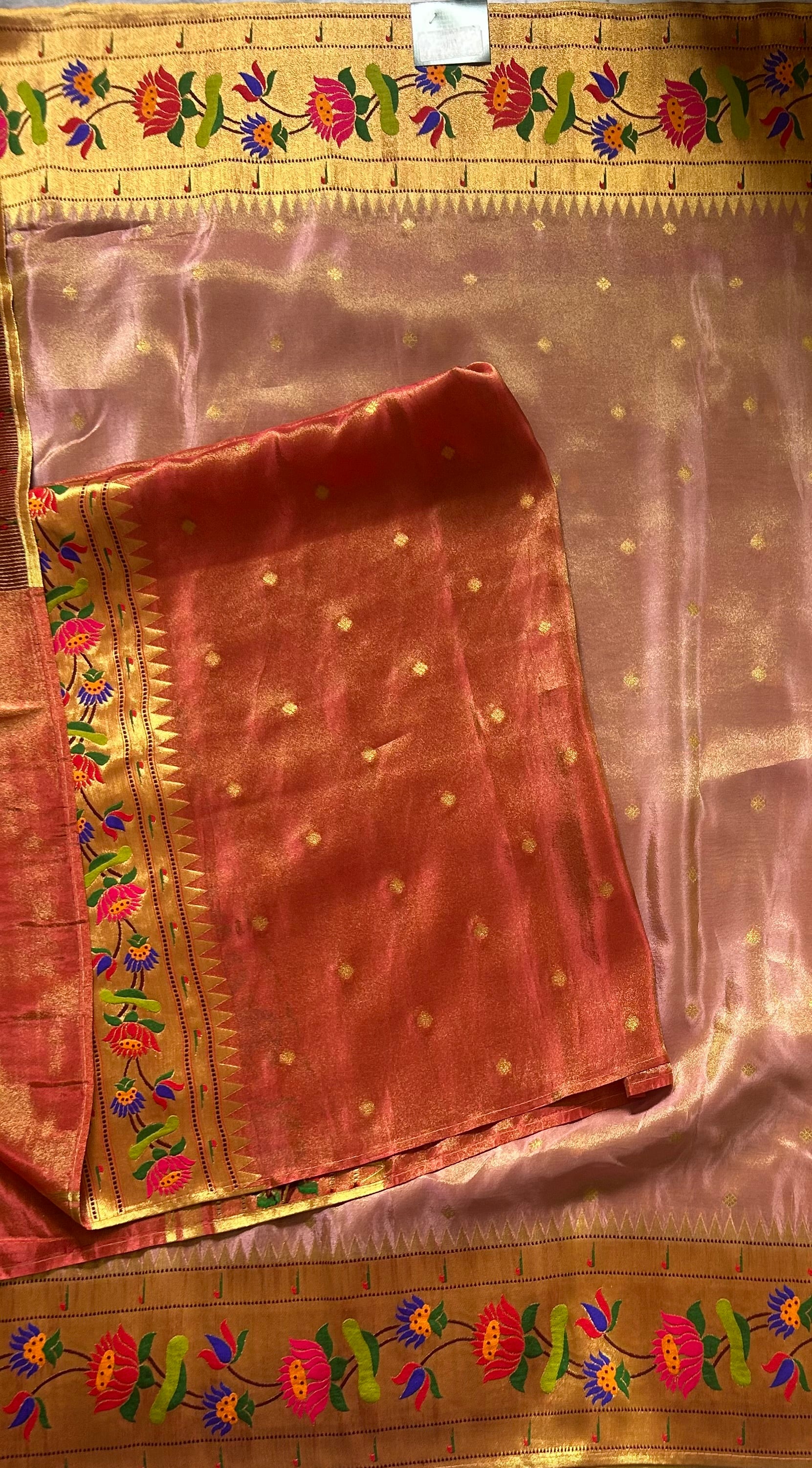 Light pink small Butta tissue Paithani border 104 saree