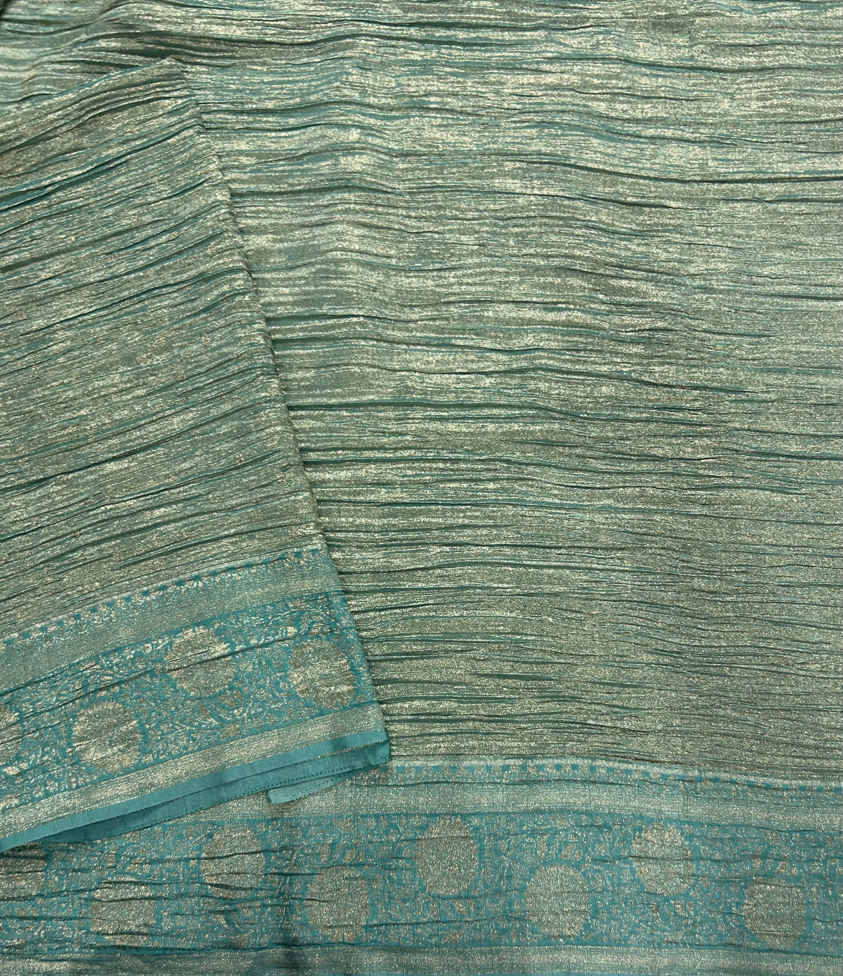 Sea blue crush tissue 105  saree