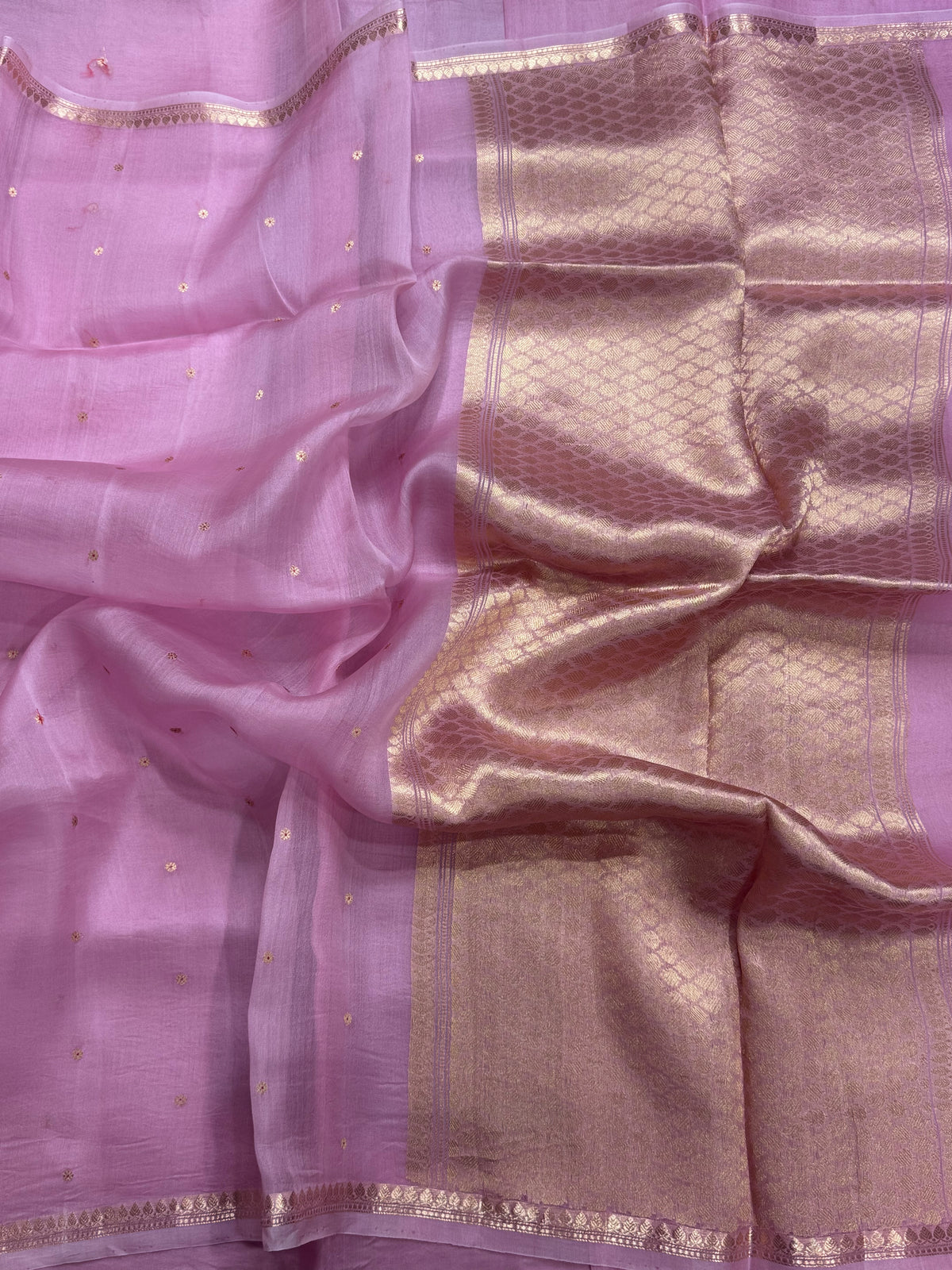 Onion pink pure Kora Organza Saree 111