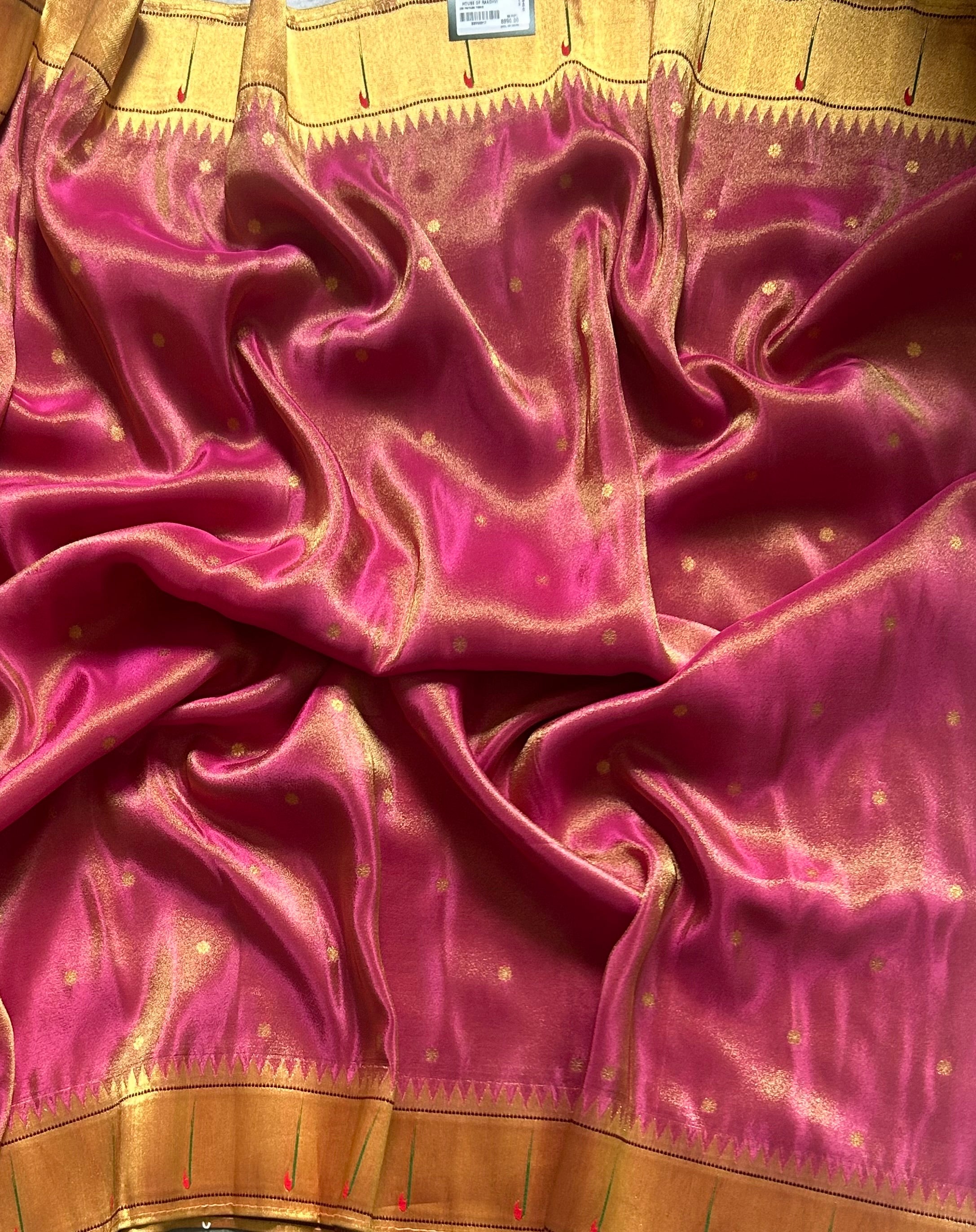 Pink small Butta tissue Paithani border 104 saree