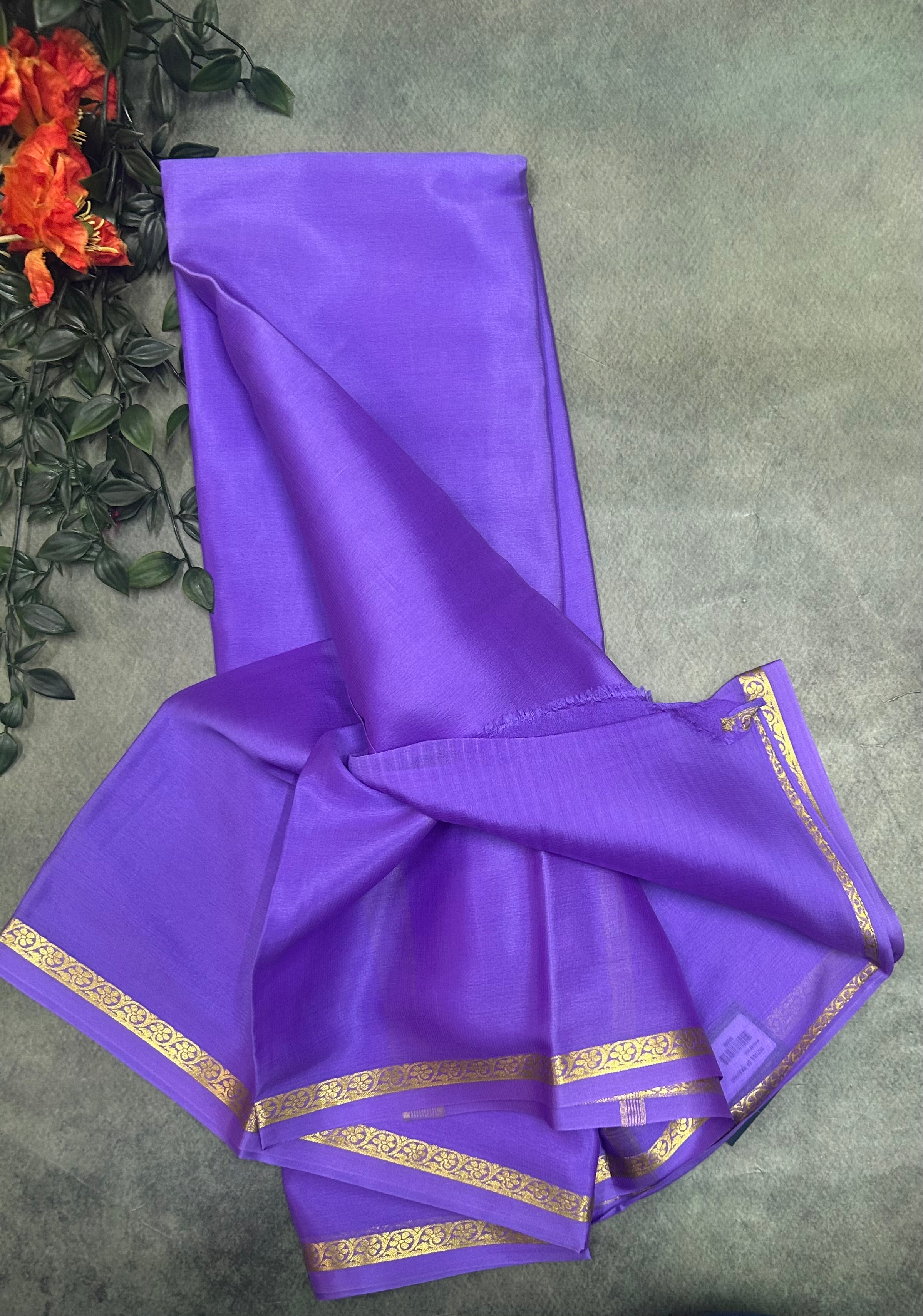 Light purple pure Mysore crepe silk saree