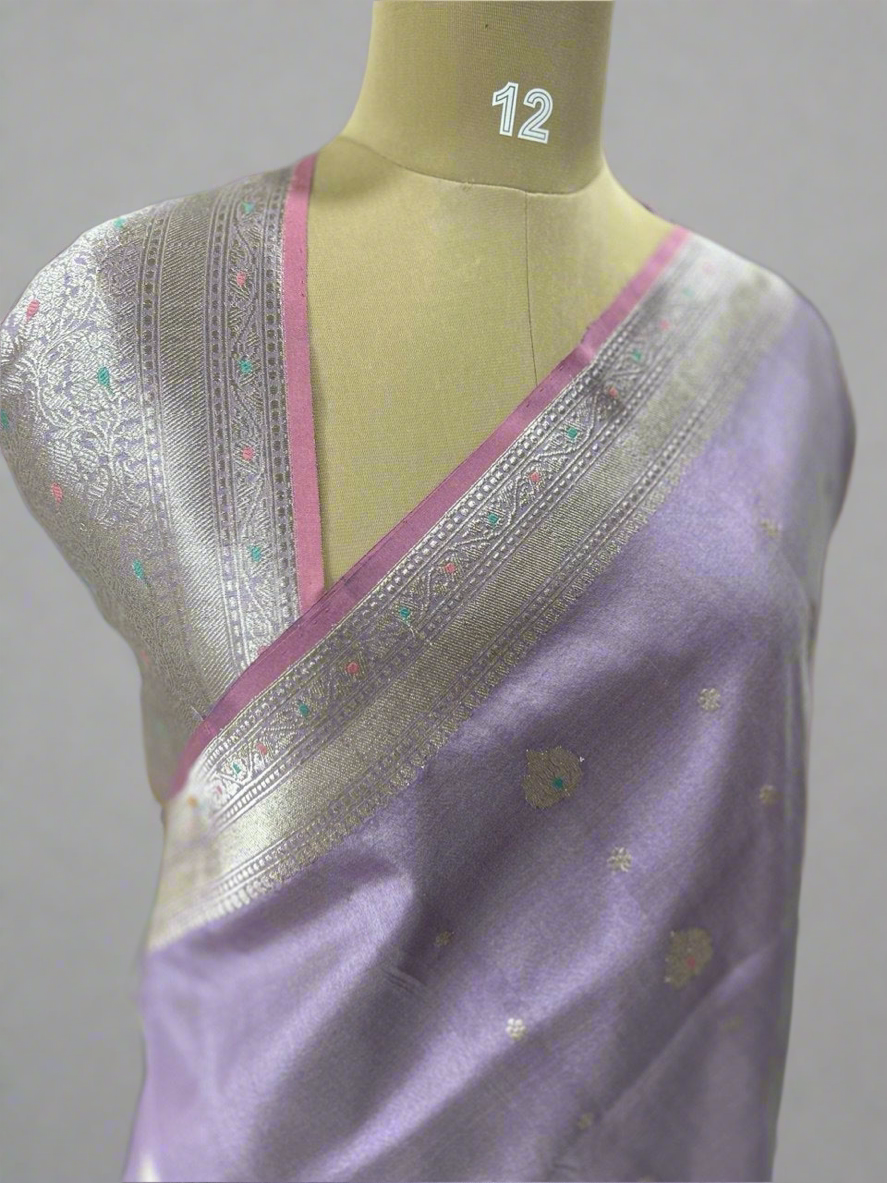 Light violet pure banaras kora organza saree