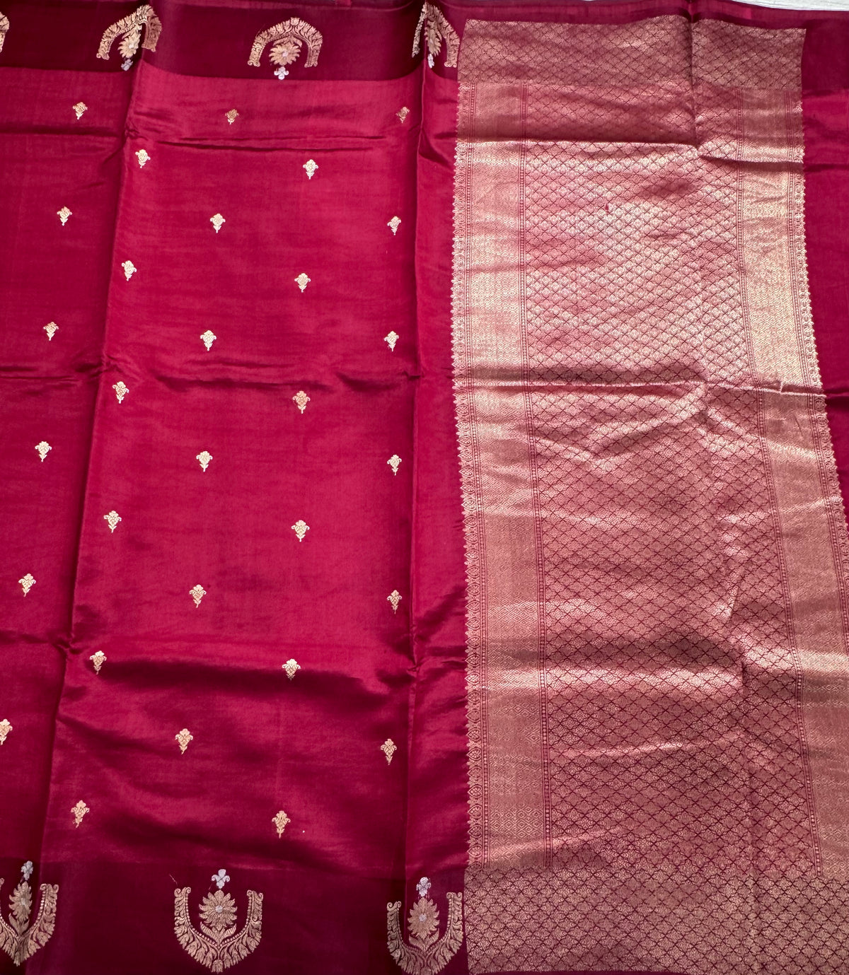 Reddish maron benarasi lightweight silk 111 saree