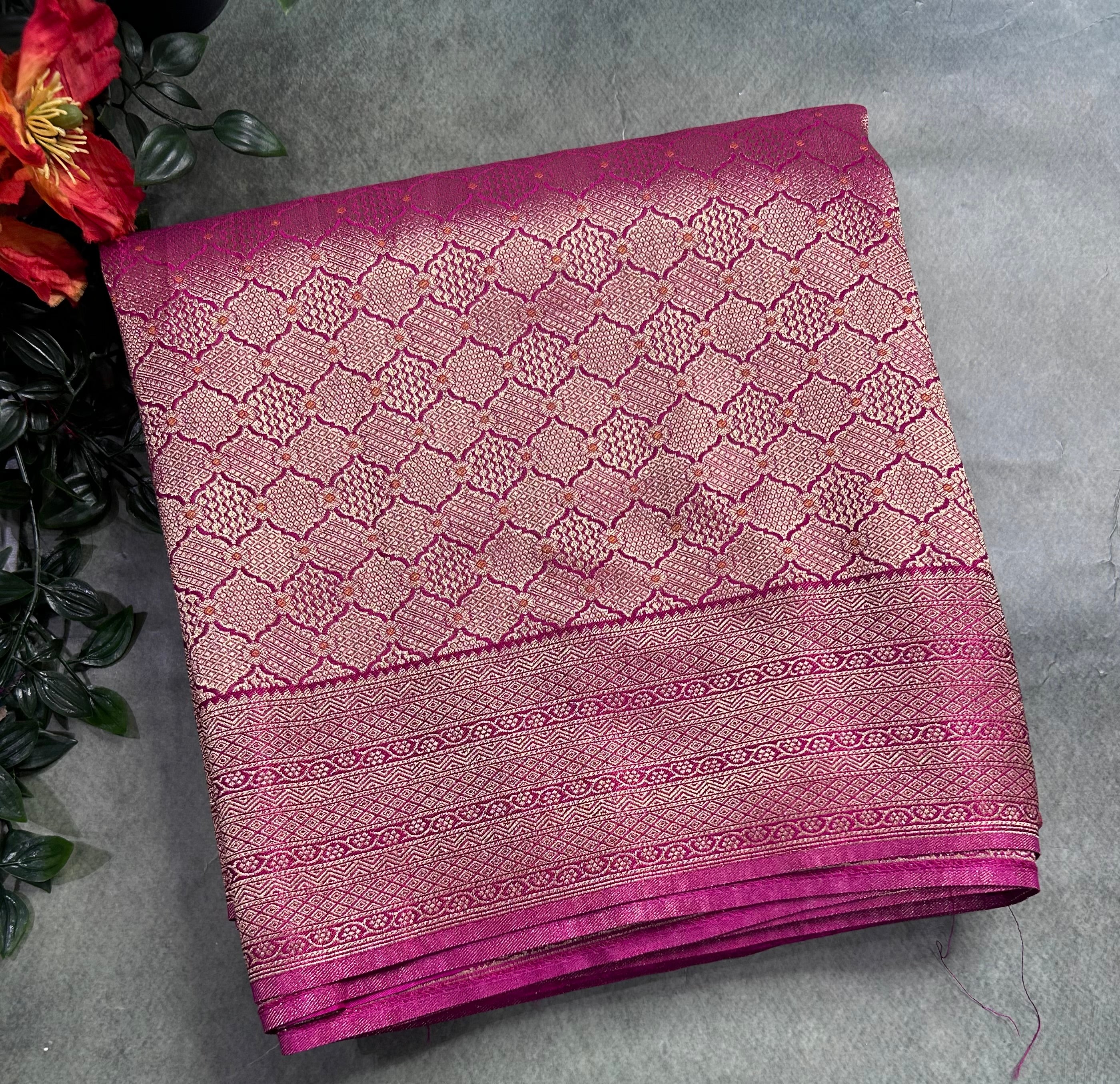 Pink brocade semi georgette 105 saree