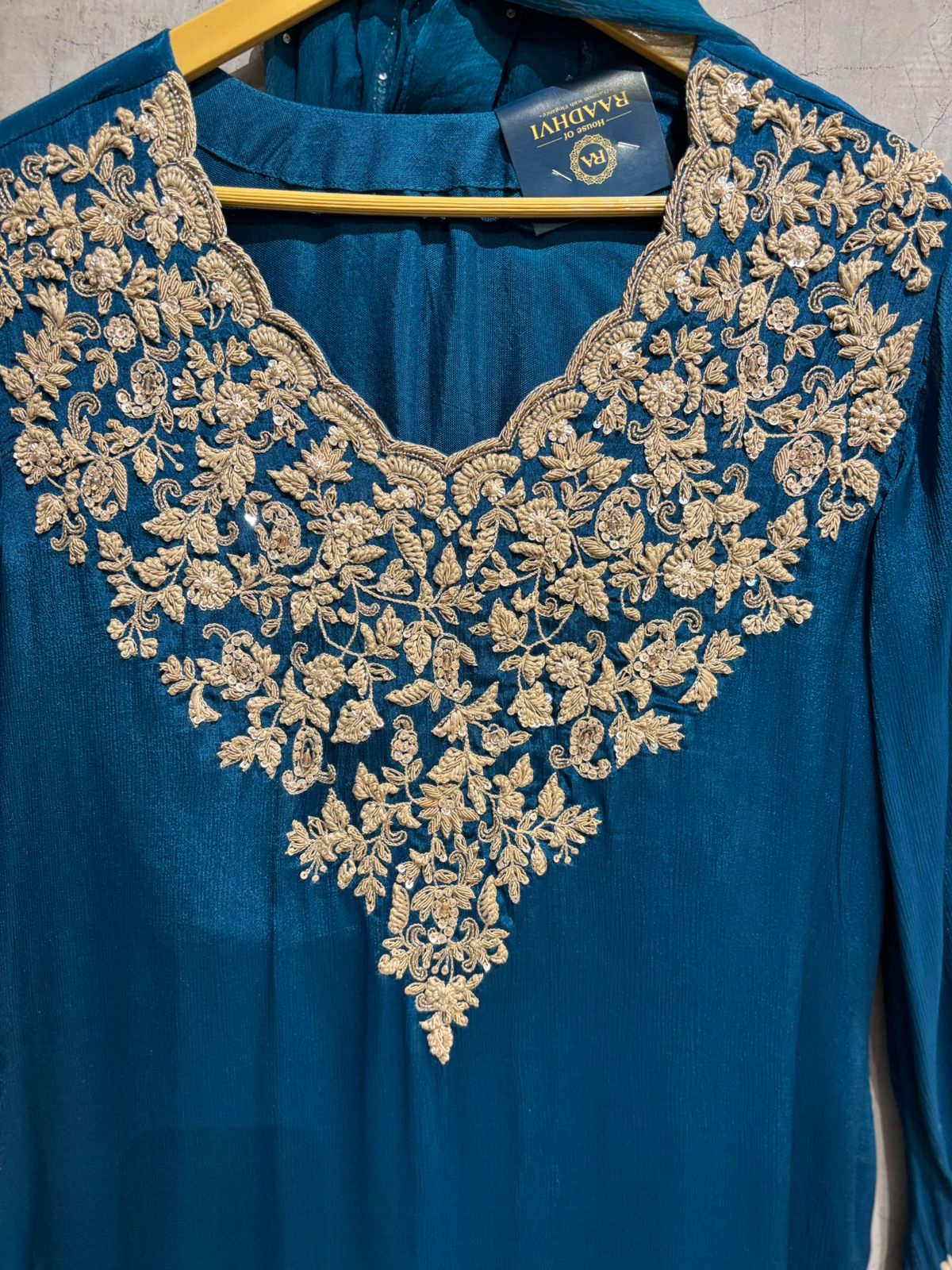 "Avani" Peacock Blue Designer Sharara party Kurtha set