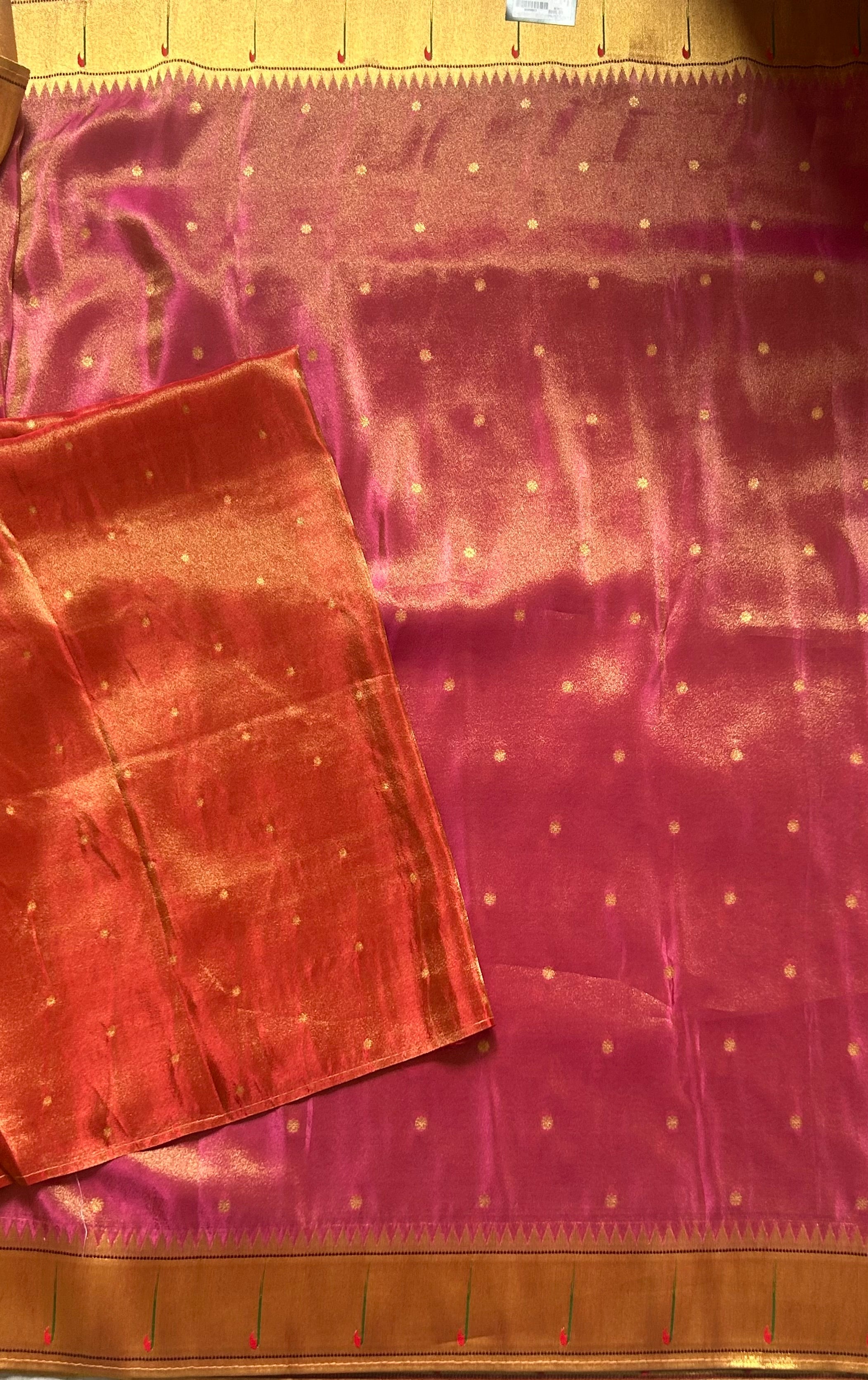 Pink small Butta tissue Paithani border 104 saree