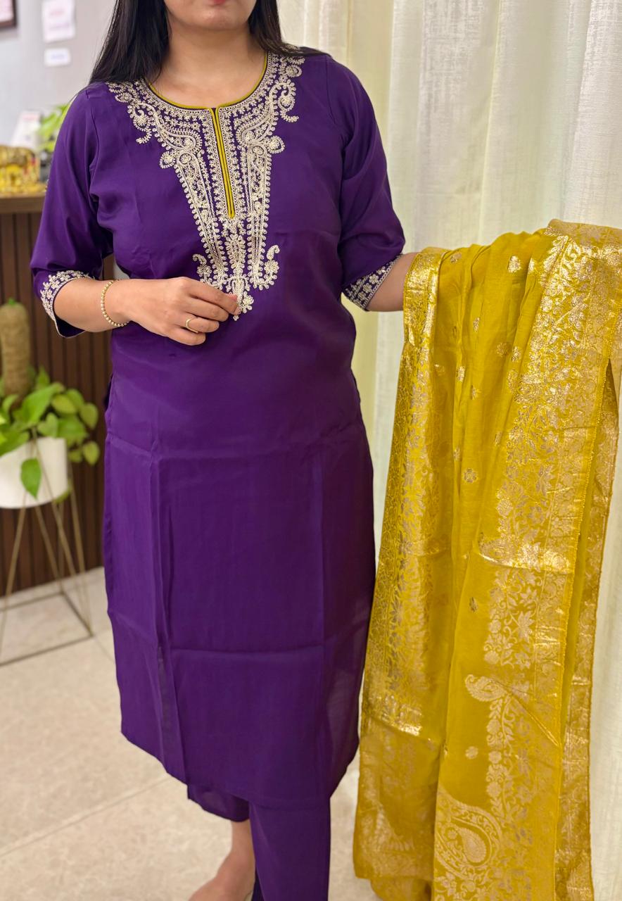 11 Purple  Kurtha Suit set