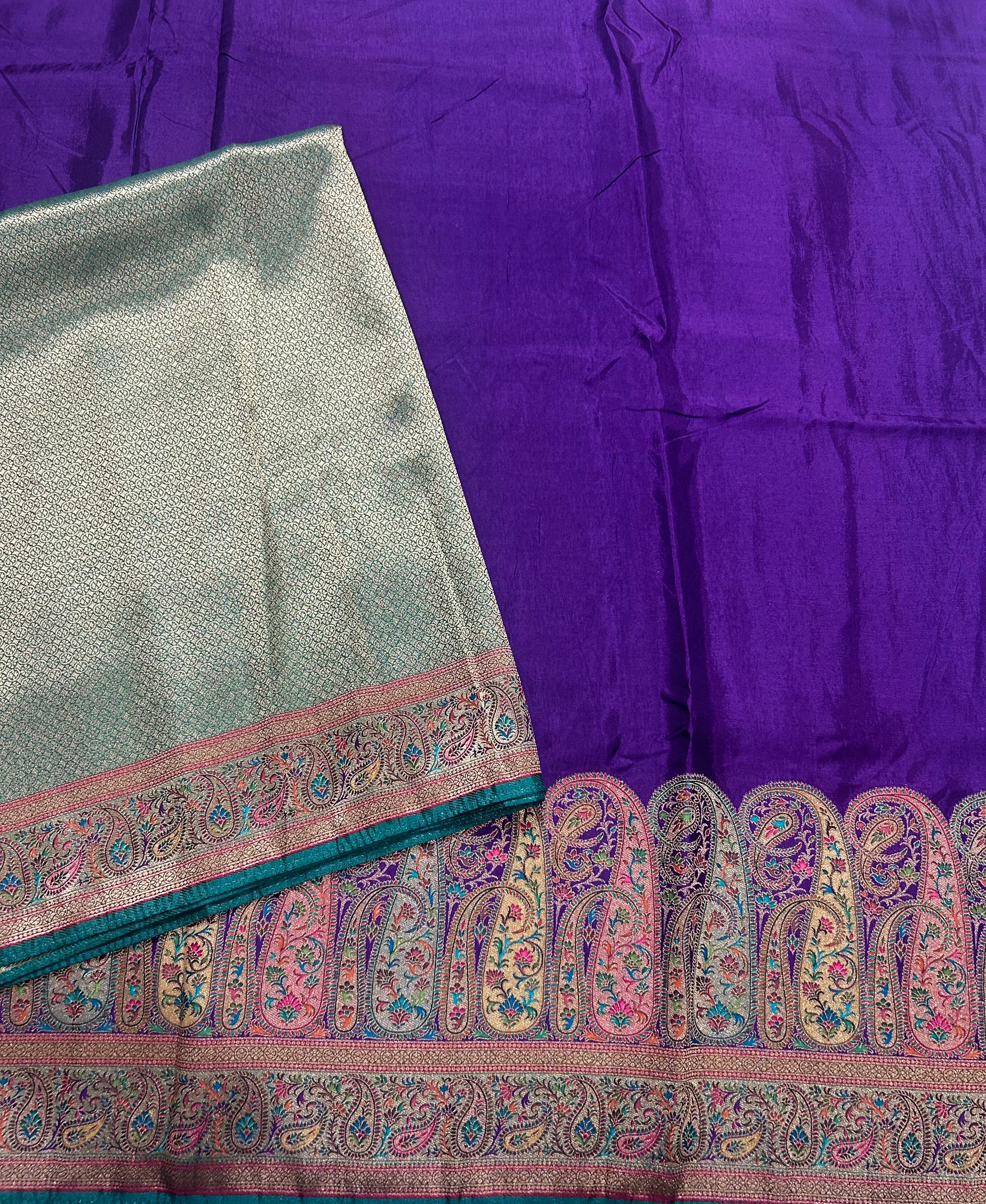 Purple pashmina satin silk crepe 106 saree
