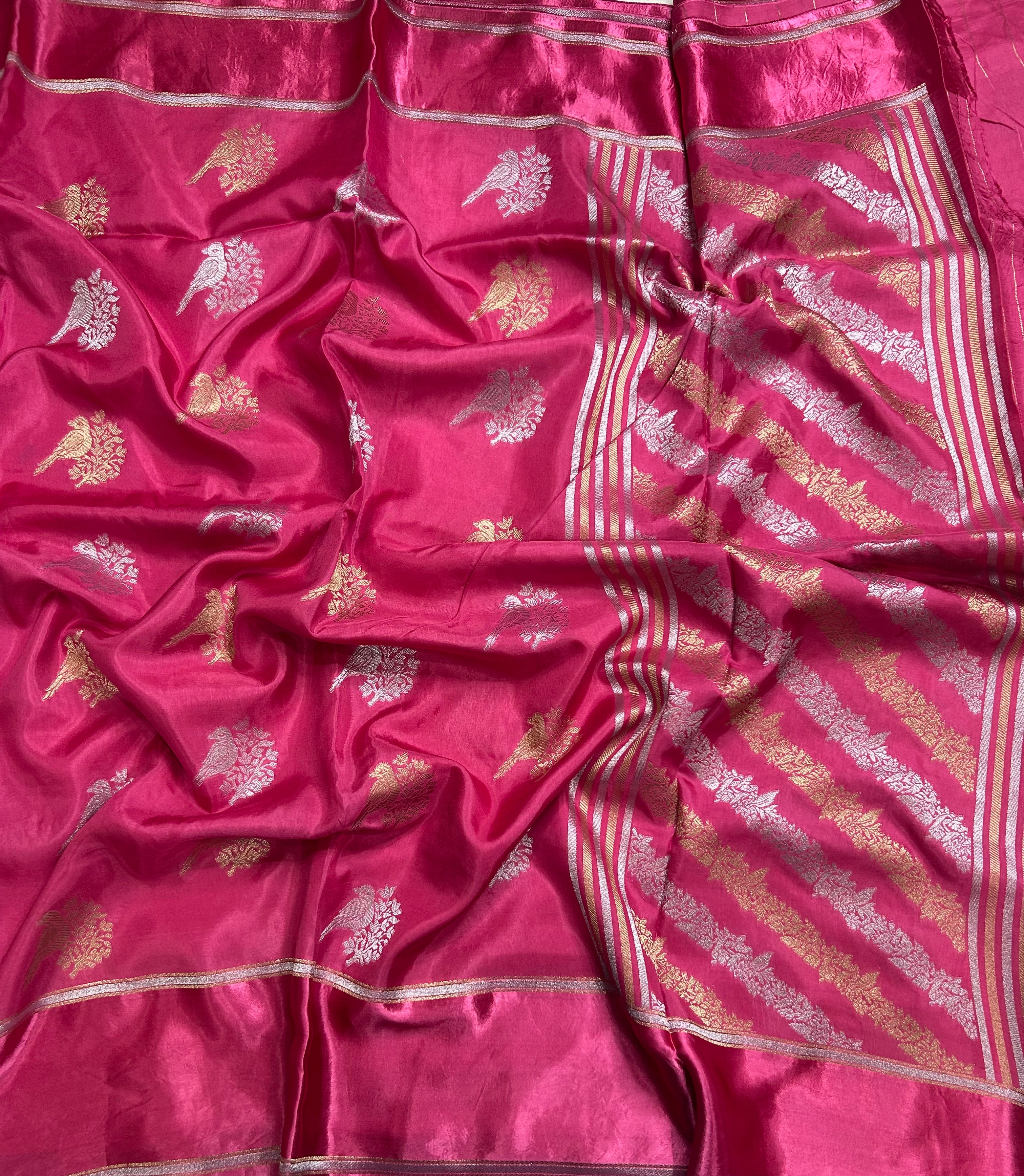 Light pink satin border dola crepe 105 saree