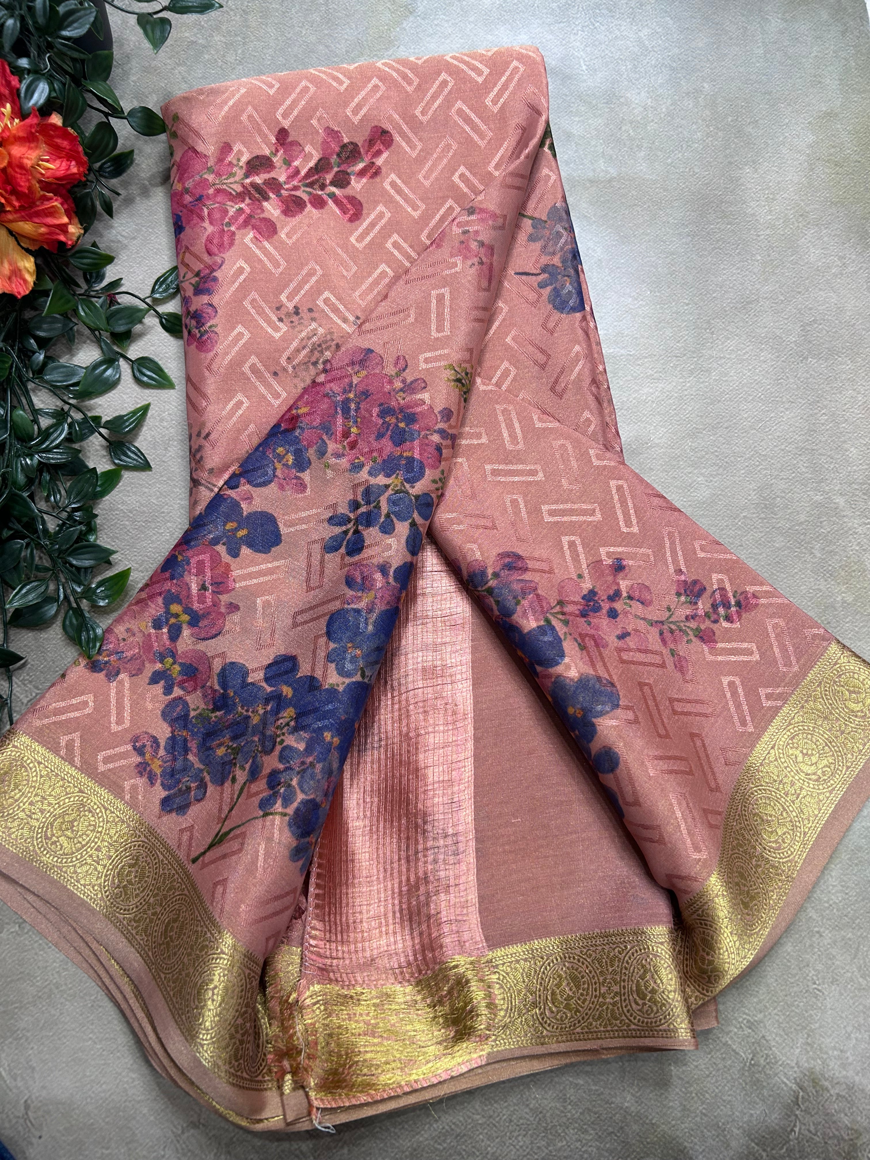 Multicolour digital print pure mysore silk saree(DMS106)