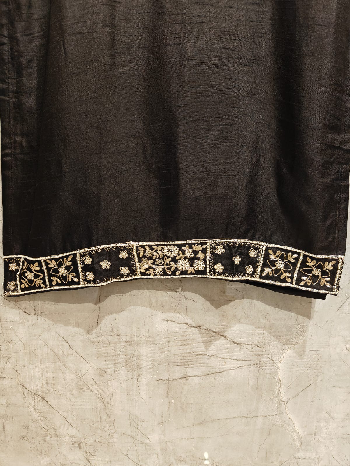 Black Dola Silk Kurtha 66 Hand Embroidery  with Banarasi Dupatta