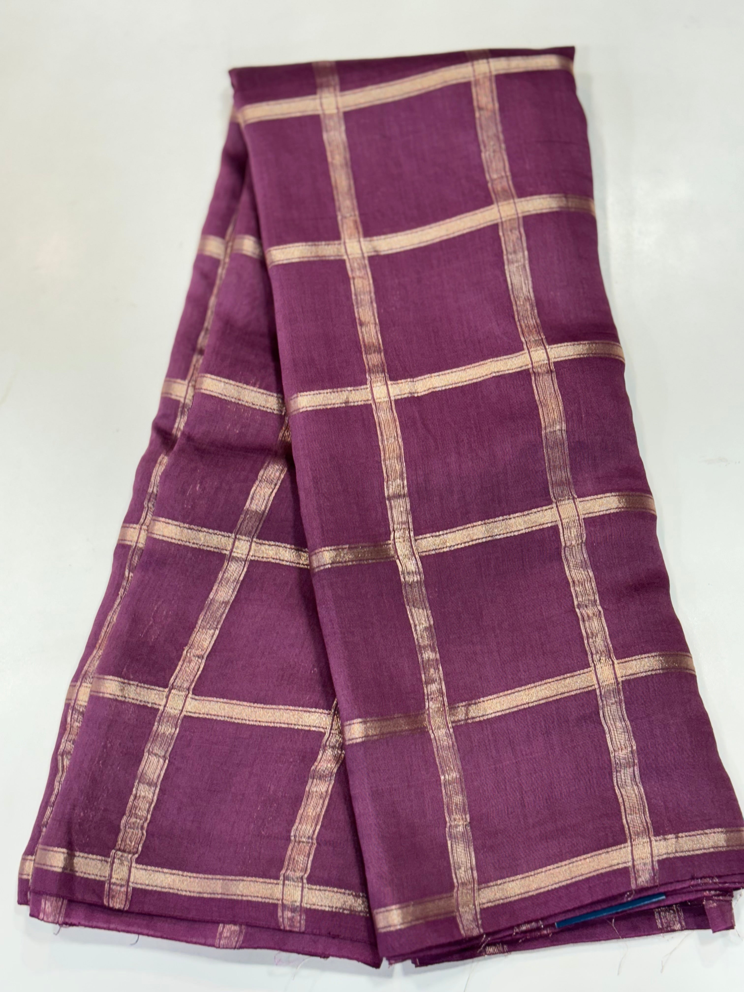 Lite wine soft tussar crepe checks  saree