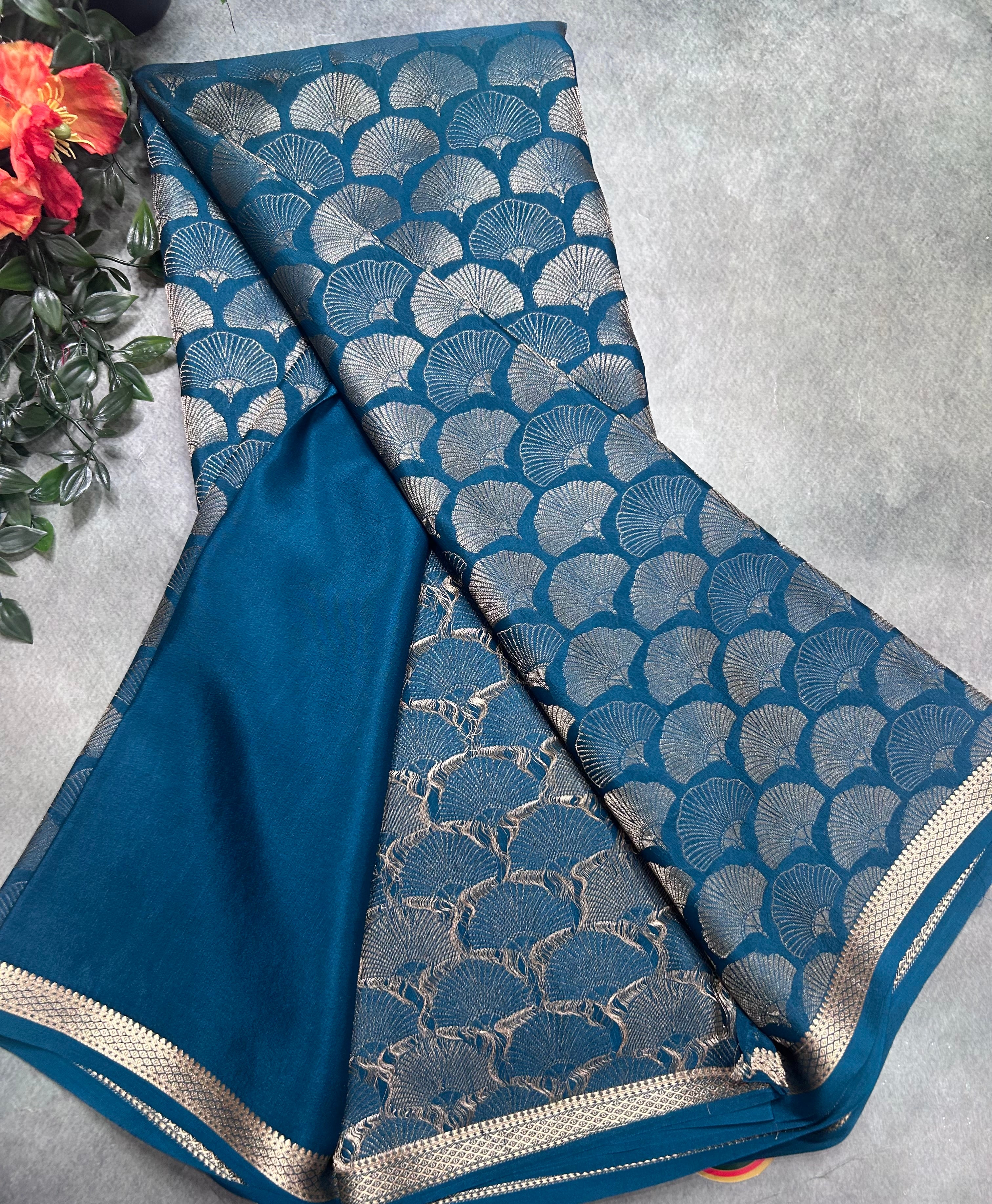 Rama green brocade Pure Mysore Silk 106 Saree