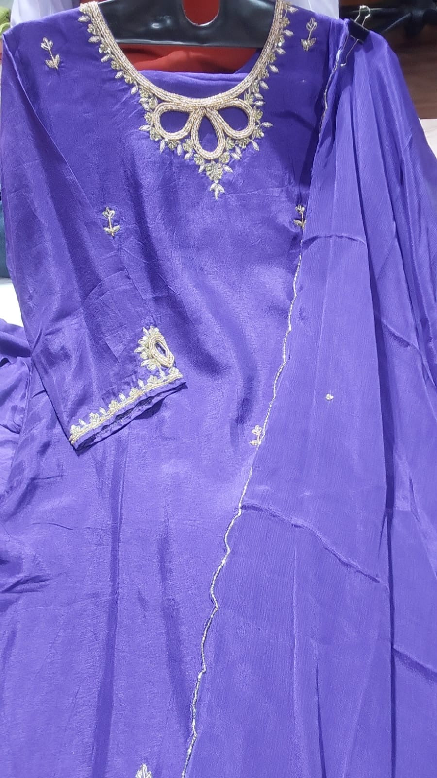 Purple cut work Designer Handwork kurtha with cut work