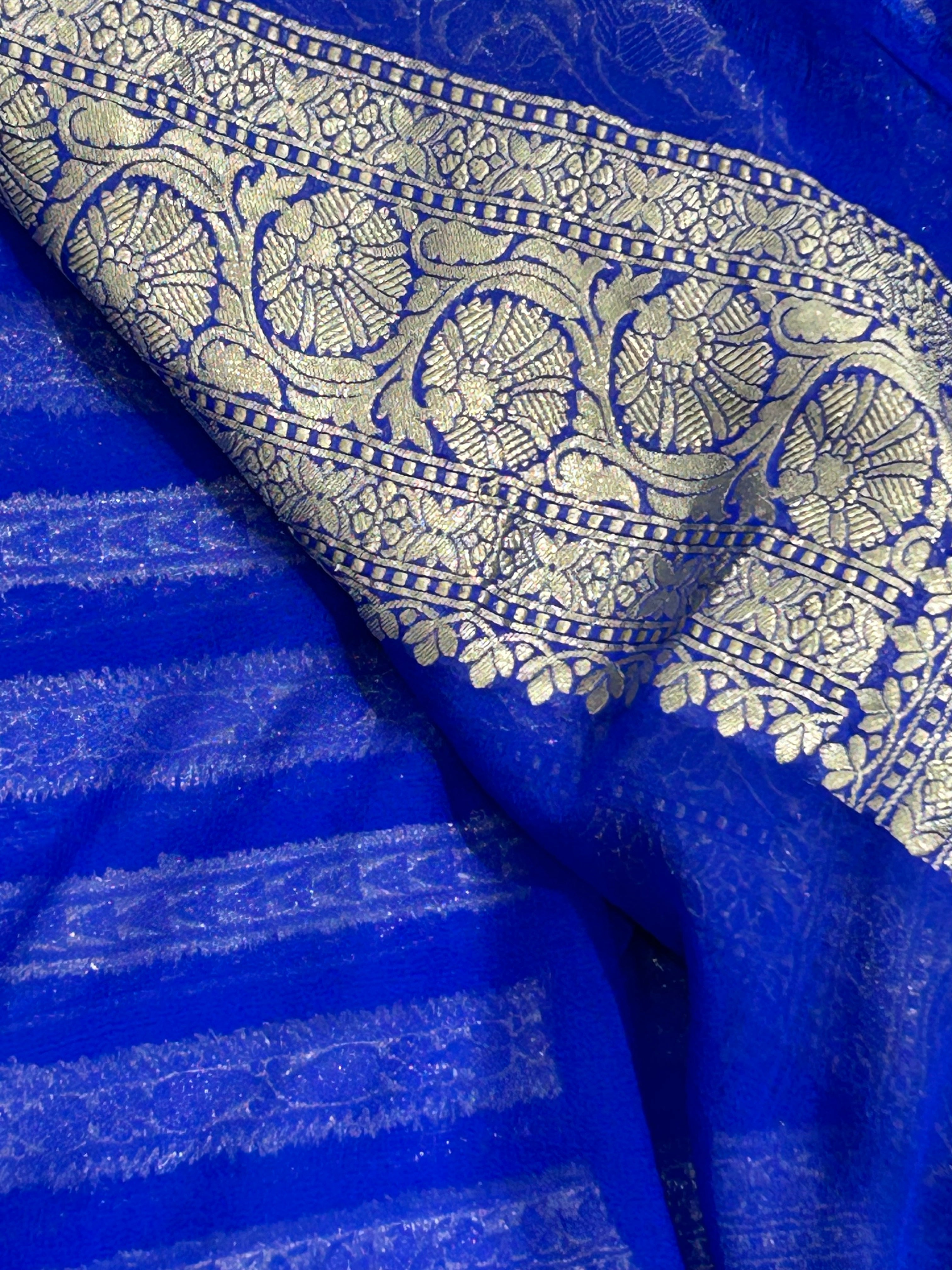 Blue pure georgette benarasi saree