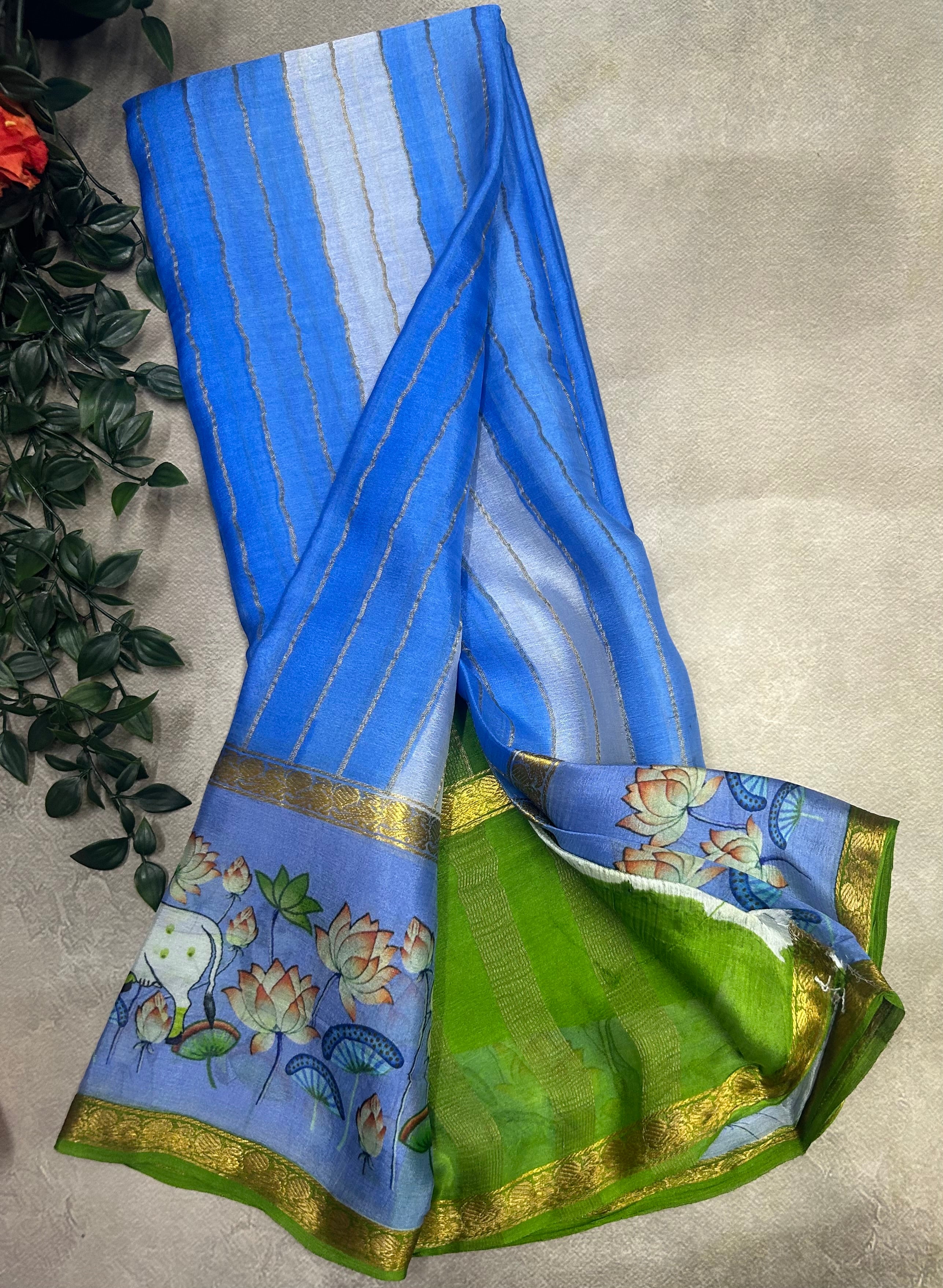 Rankart kalamkari border pure wrinkle 103 crepe silk saree