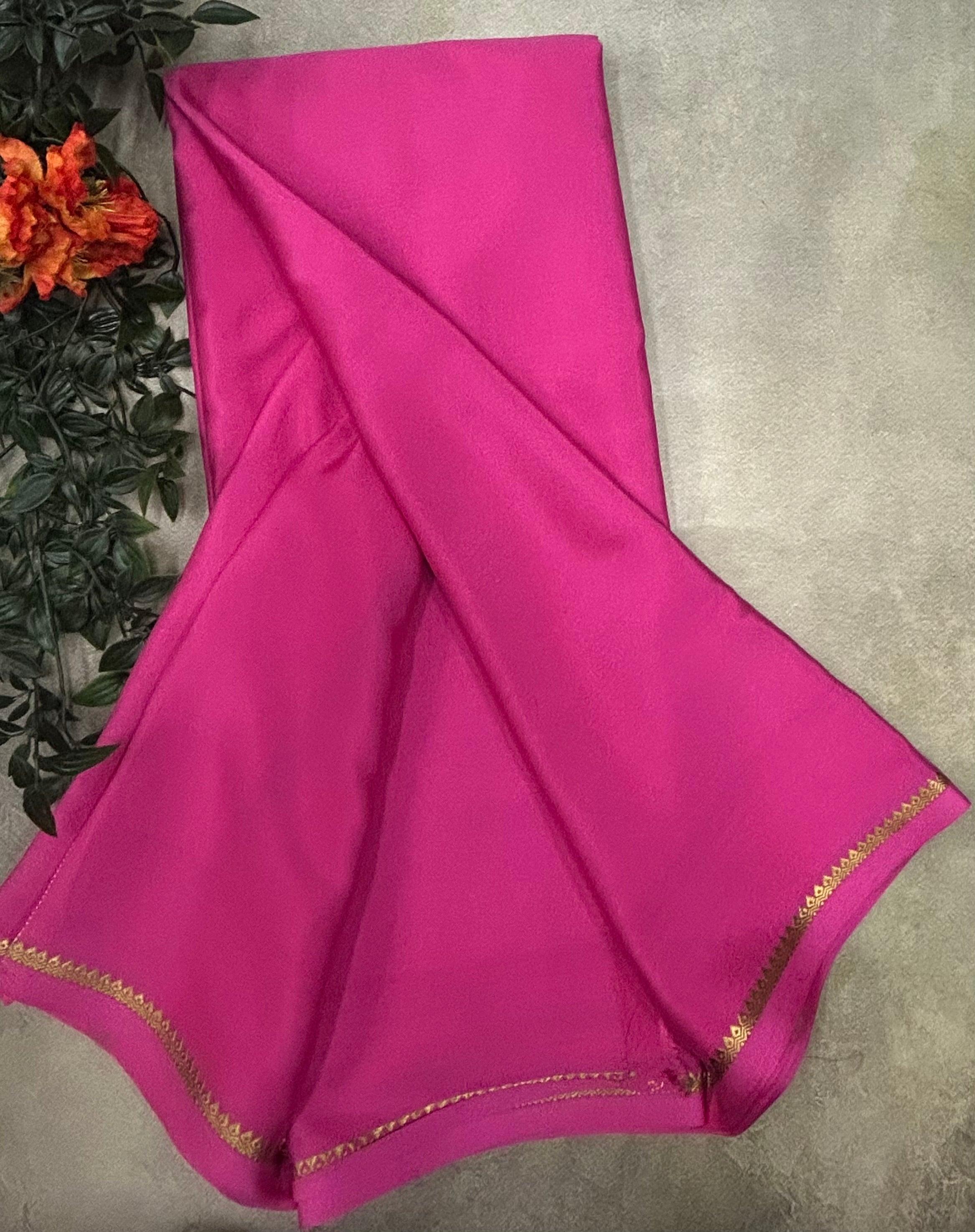 Pink small border pure Mysore silk 103 saree