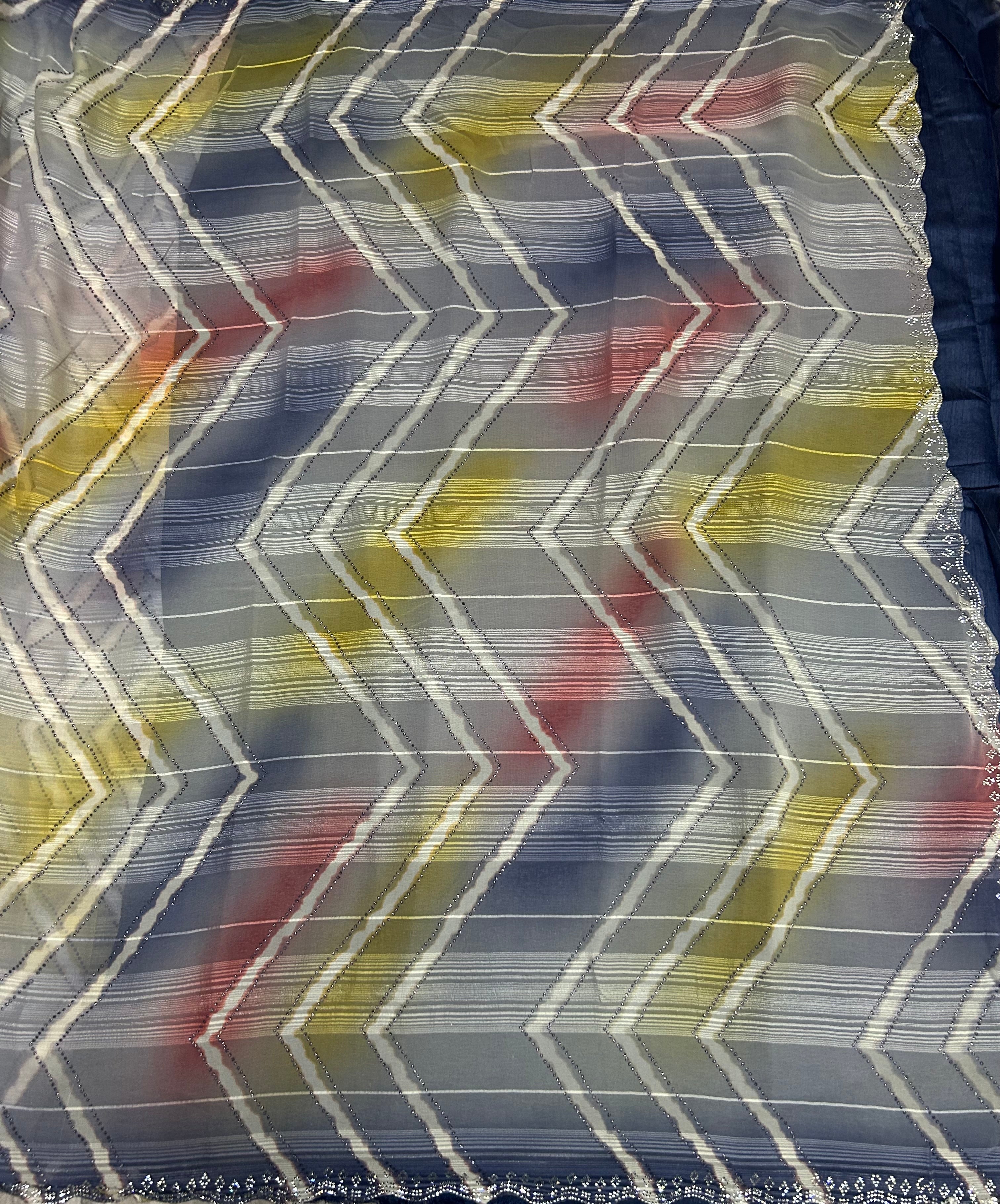 Multicolour stripes party wear saree