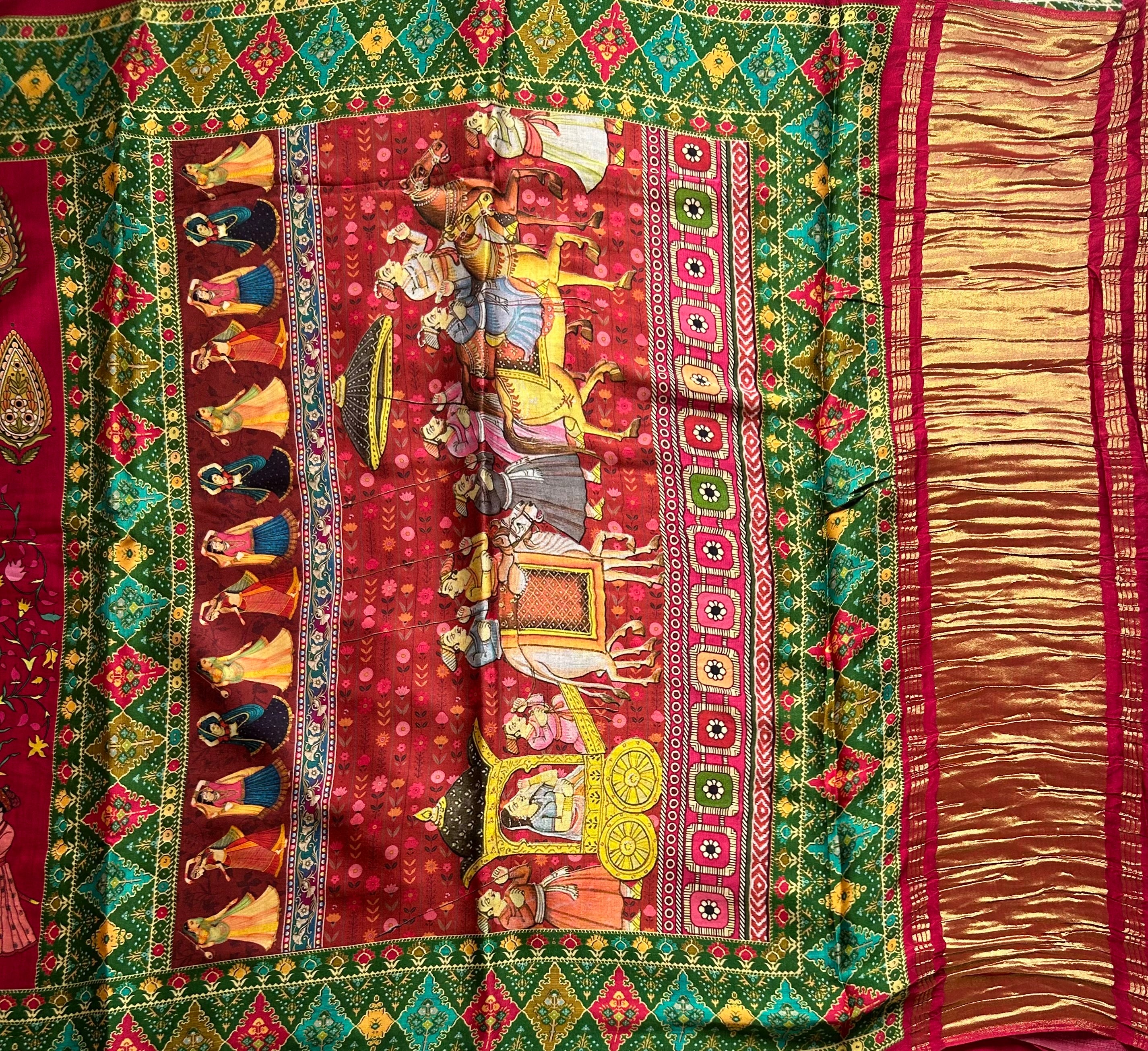 Multicolour digital printed modal crepe 103 saree