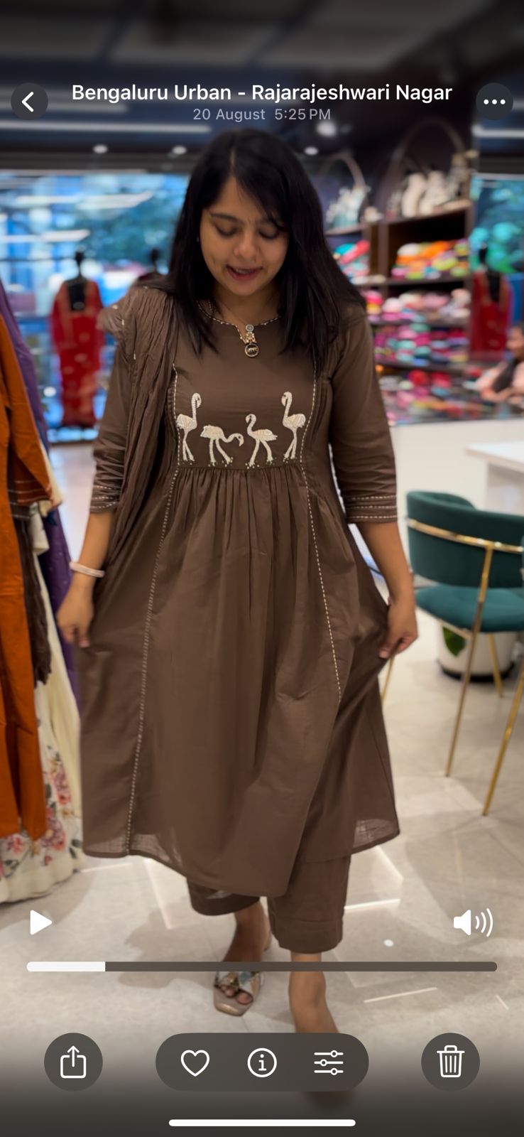 "Fami" Brown Mul Cotton Faminglo Kurtha 0011 set