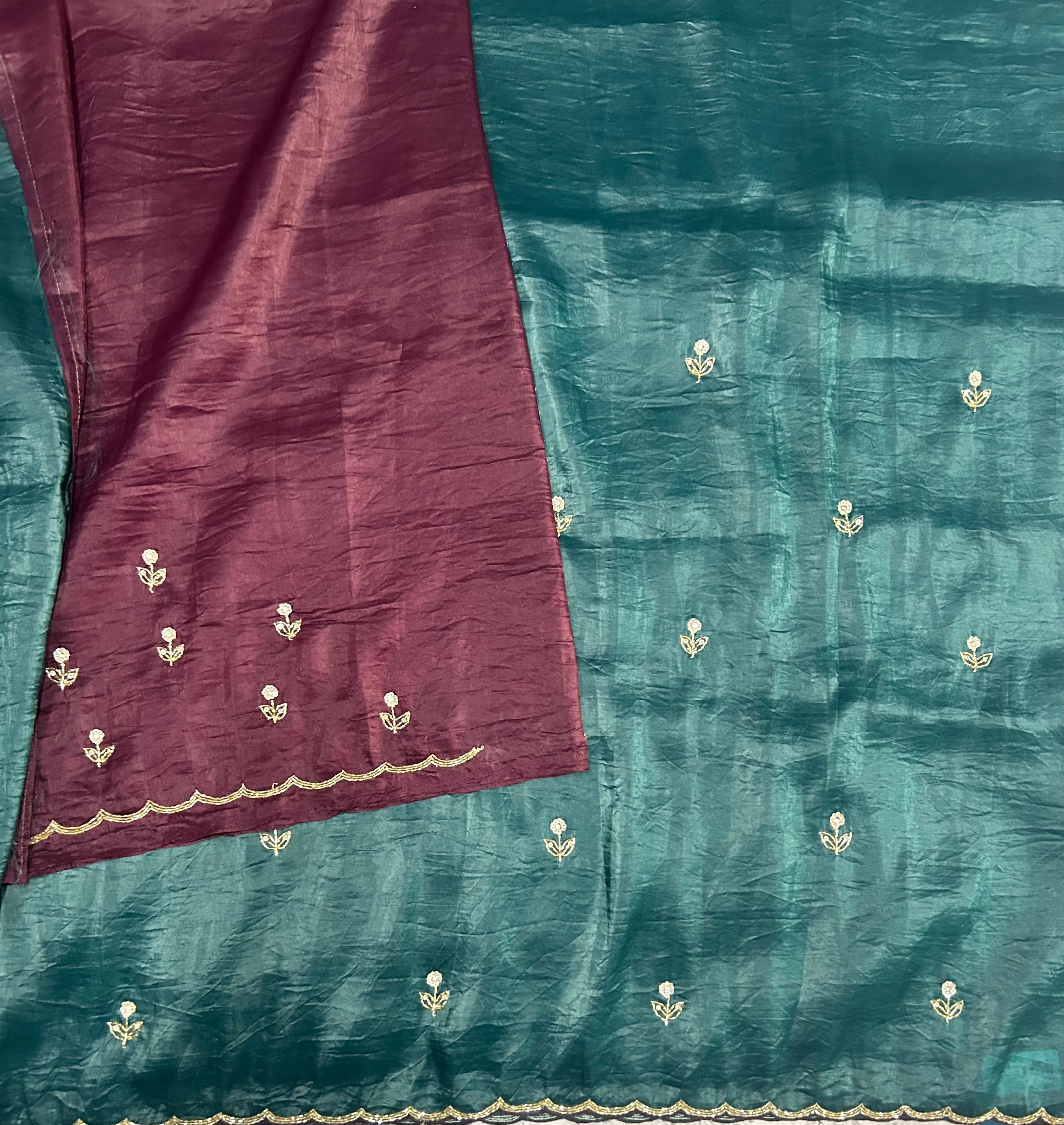 Dark Rama green small Butta party wear saree