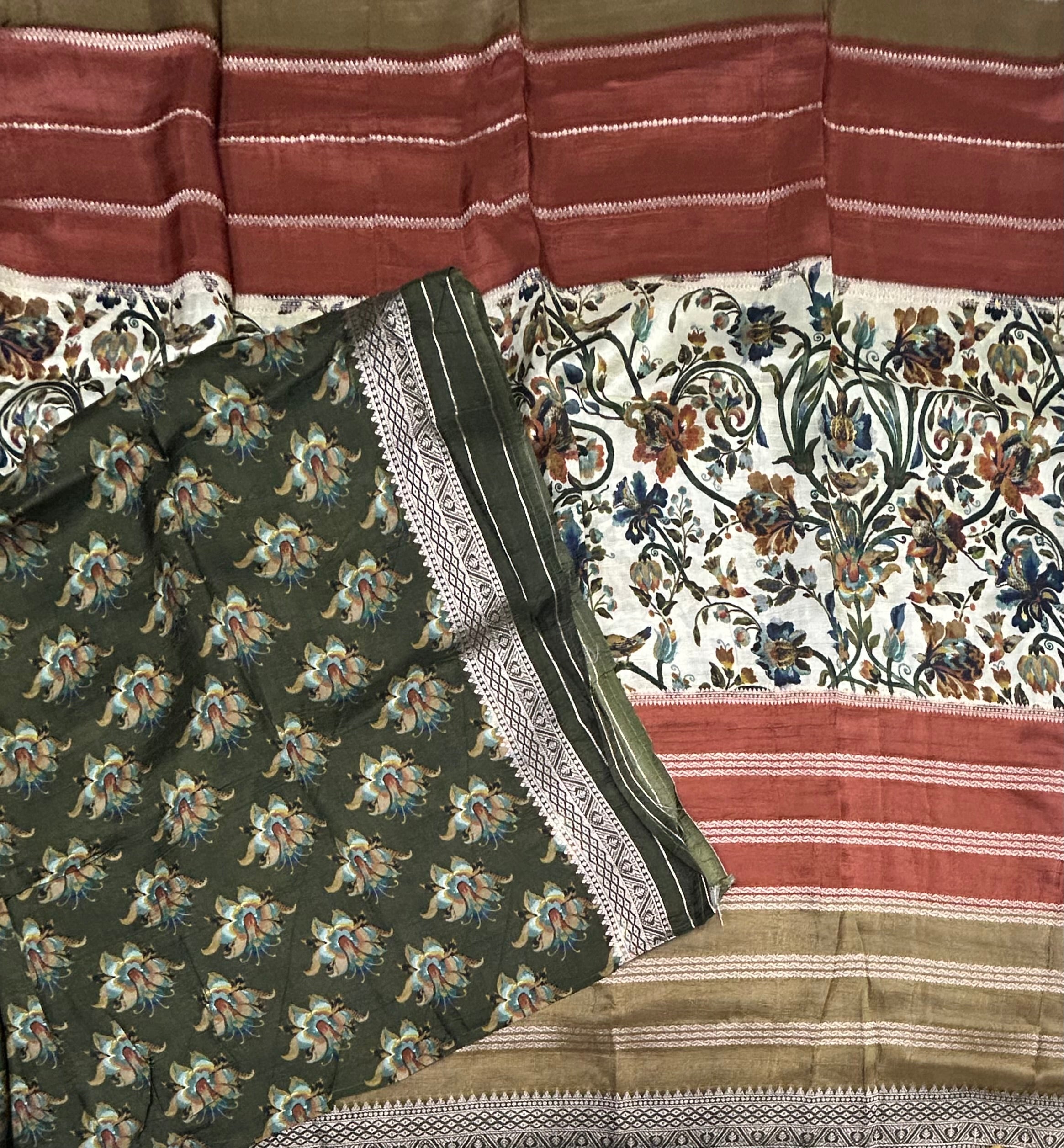 Multicolour digital print soft crepe saree