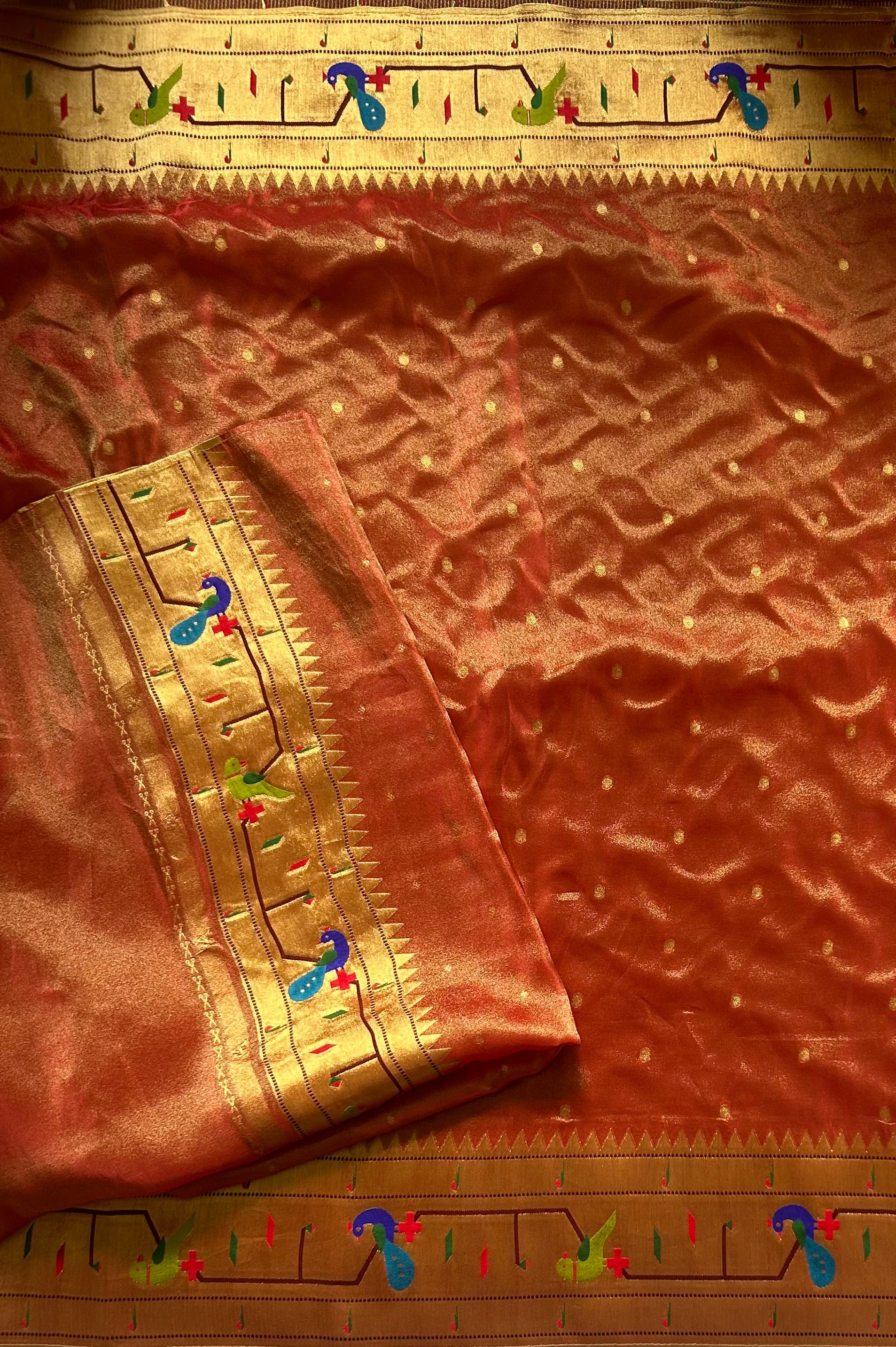 Maroon  small Butta tissue Paithani border 104 saree