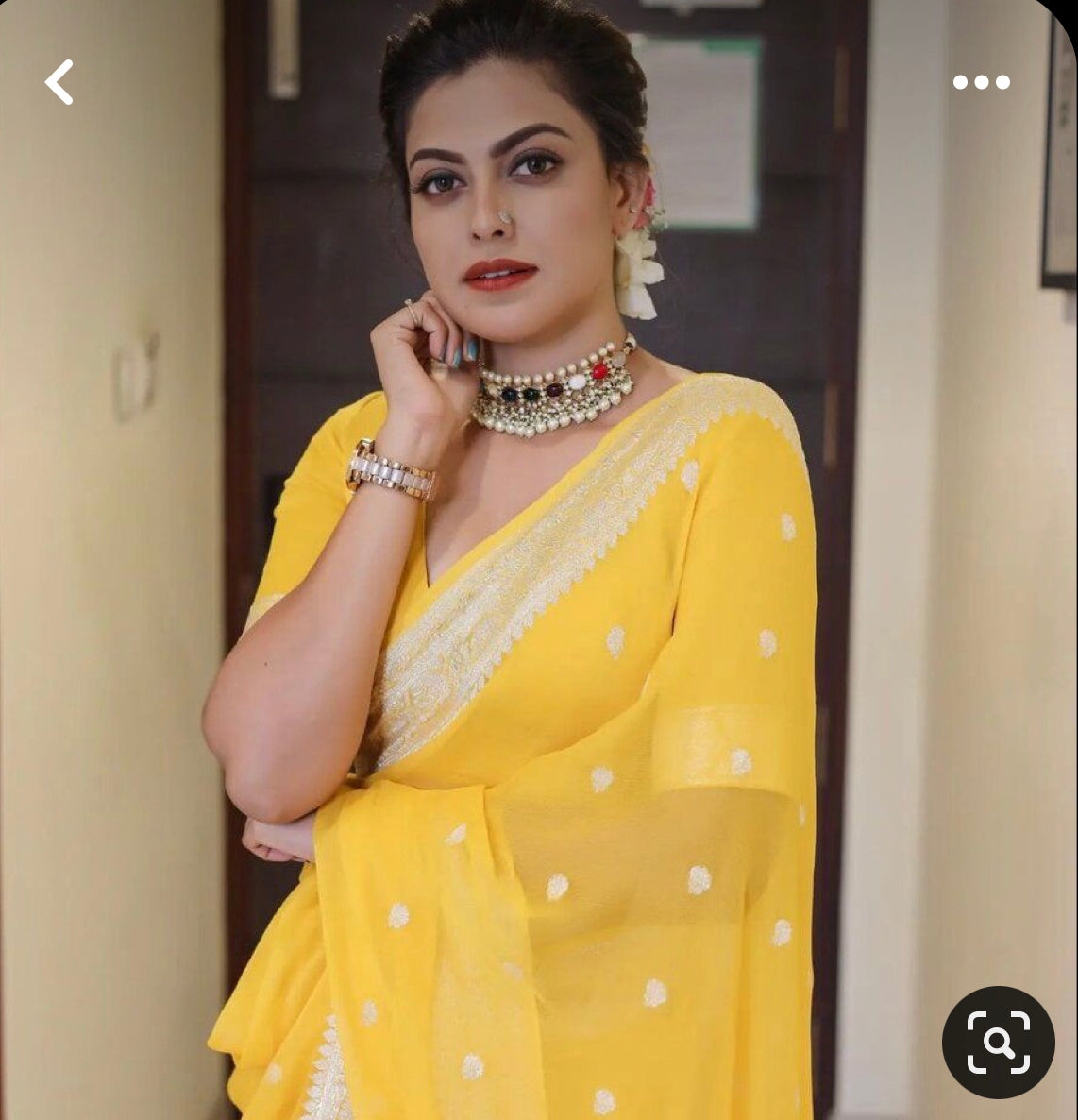 Yellow benarasi pure chiffon