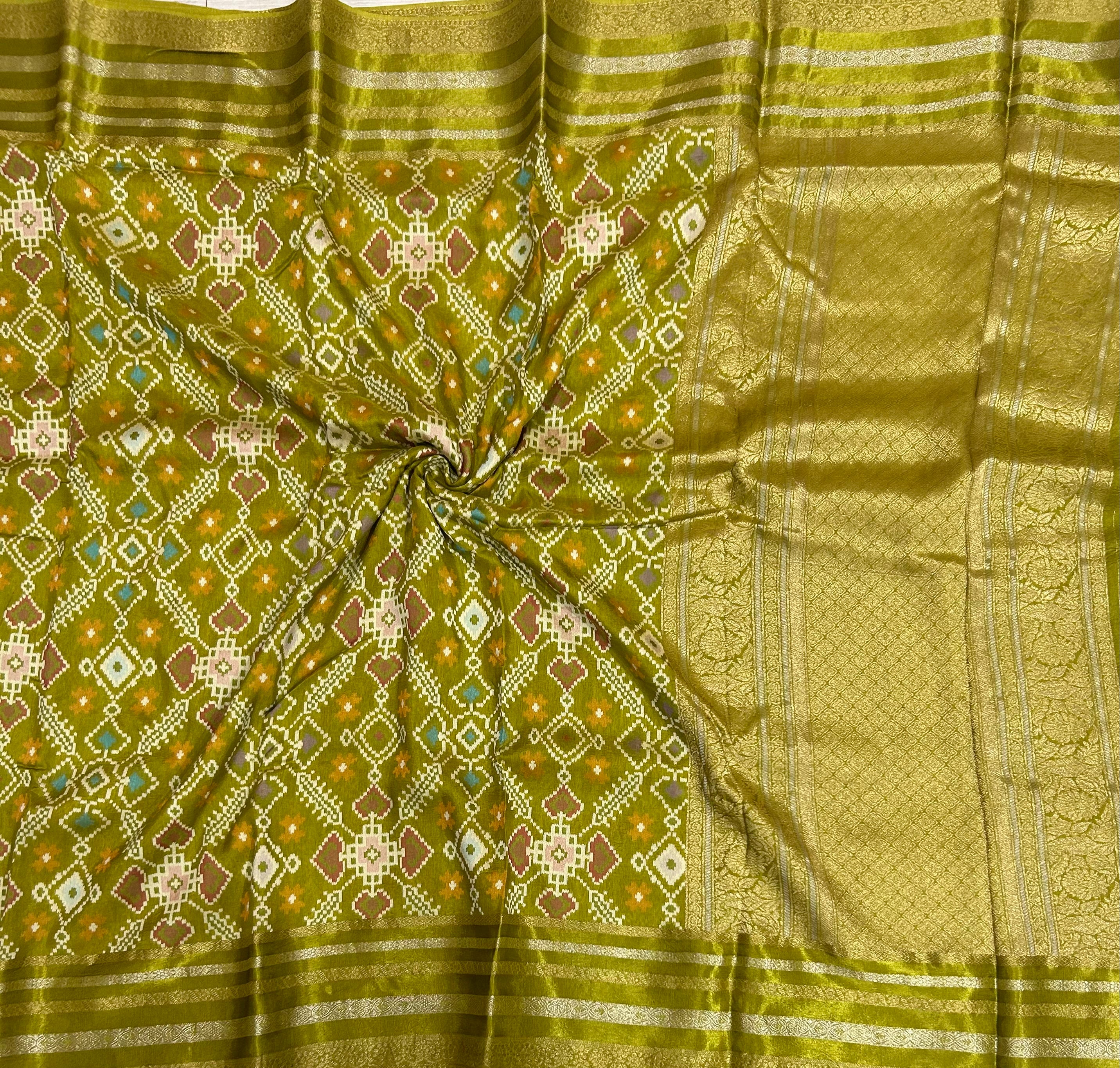 Green stripes border Patola 104 saree