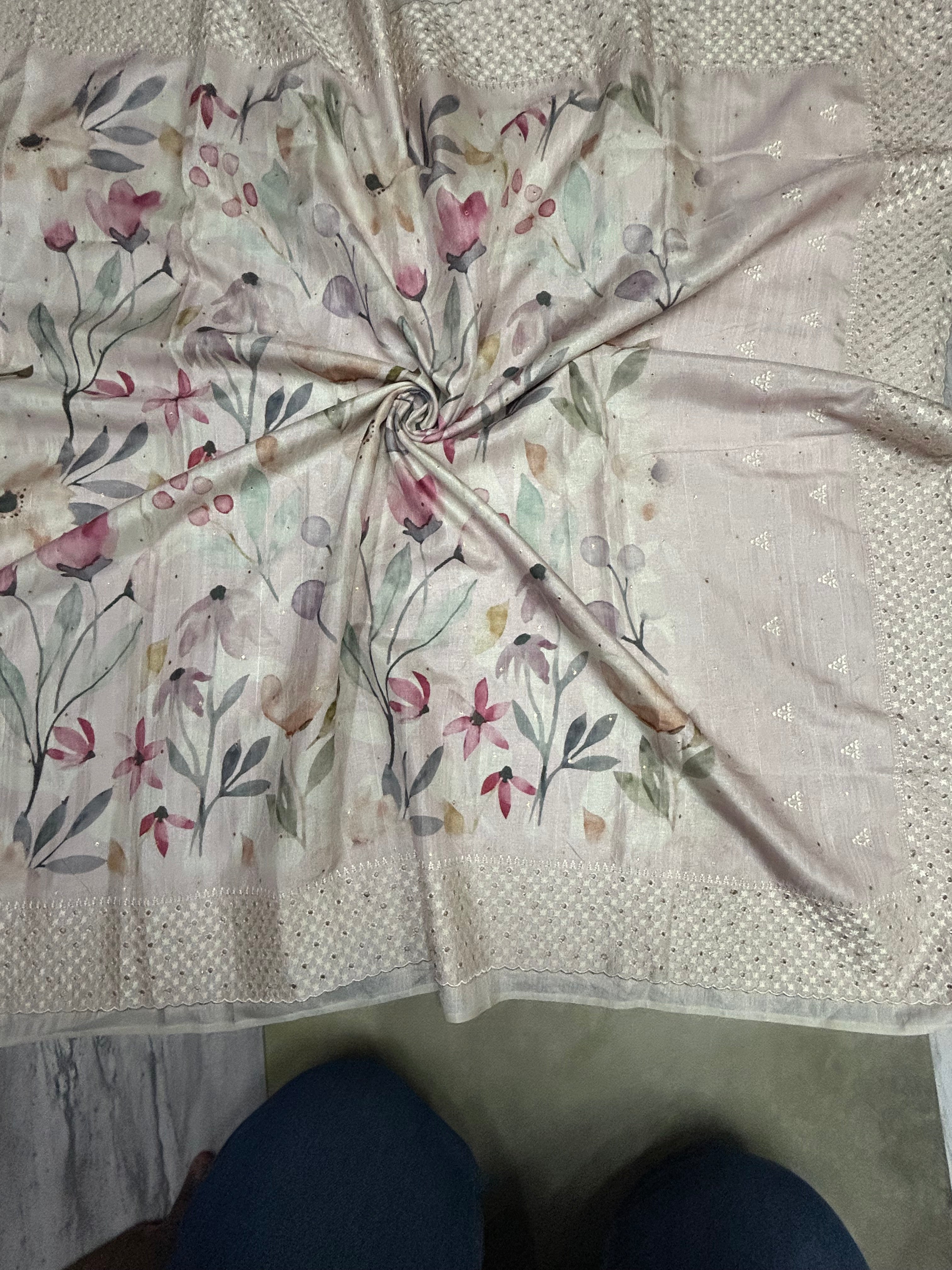 Light pink digital print saree