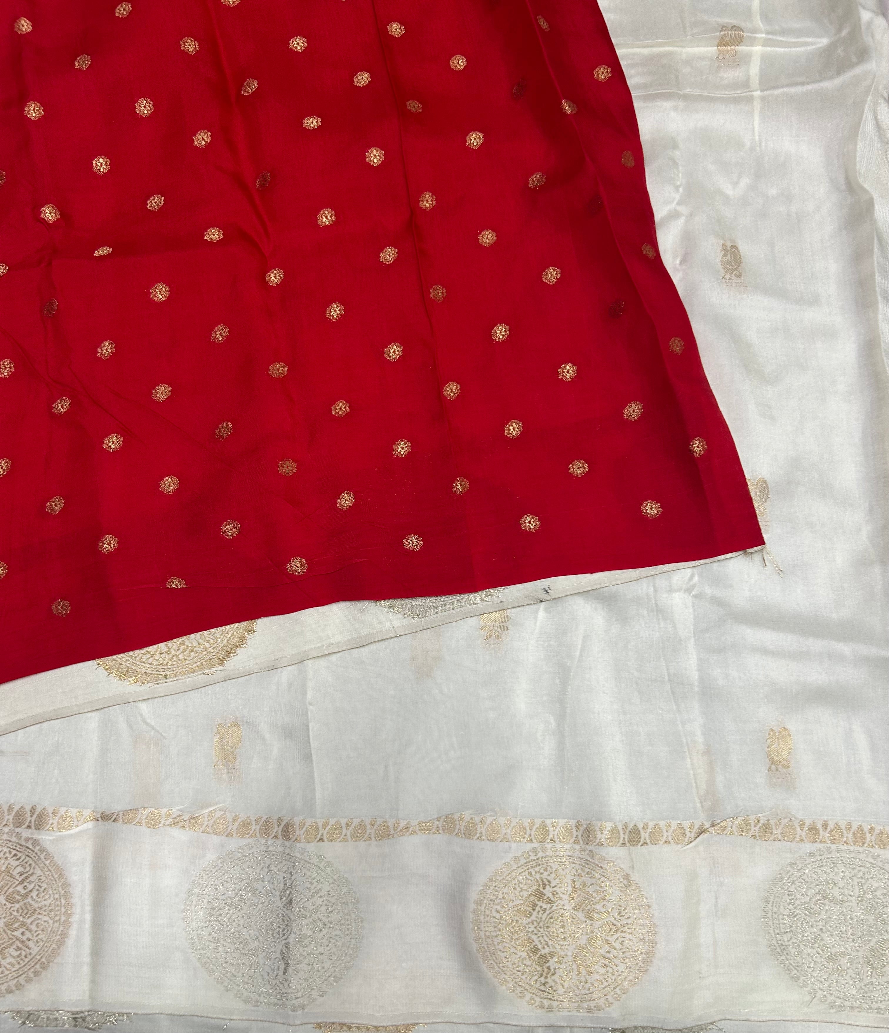 White border Butta semi silk saree