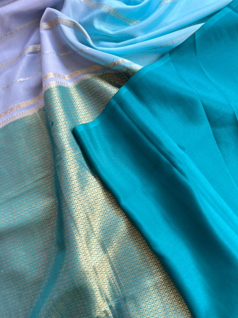 Rankart-106 borderless pure mysore crepe silk saree