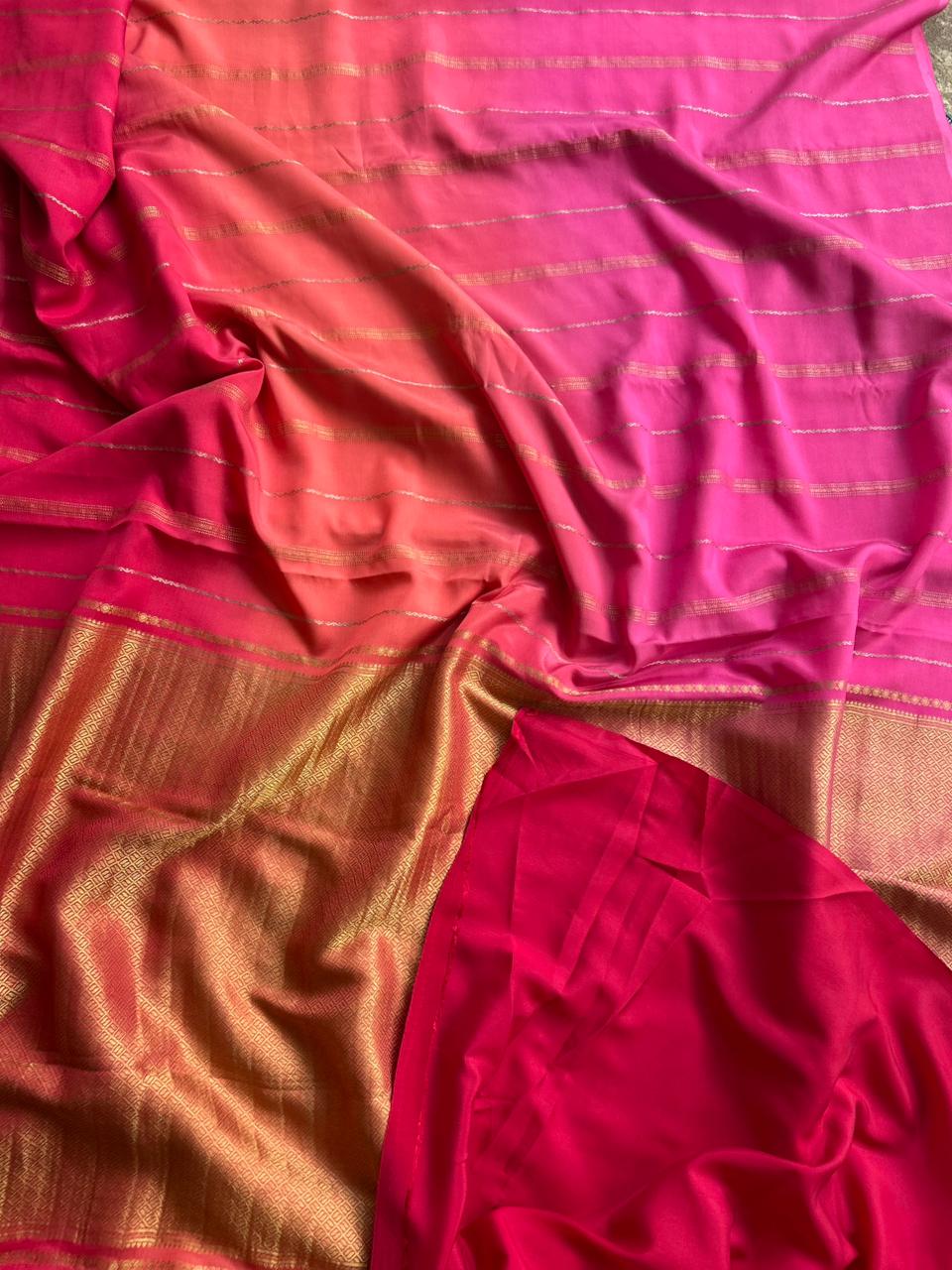 Rankart-106 borderless pure mysore crepe silk saree