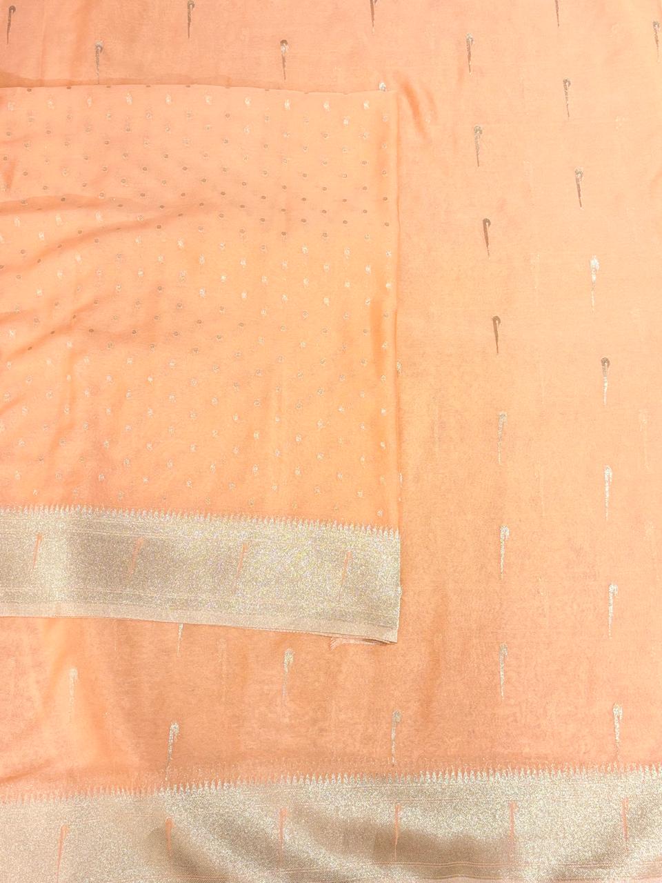 Peach paithani designer soft georgette silk (RR)