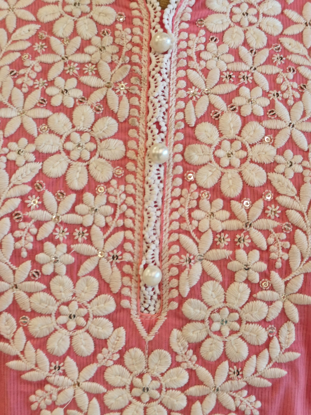 Pink Mul Cotton  Chikankari Work Straight Fit Kurtha 196